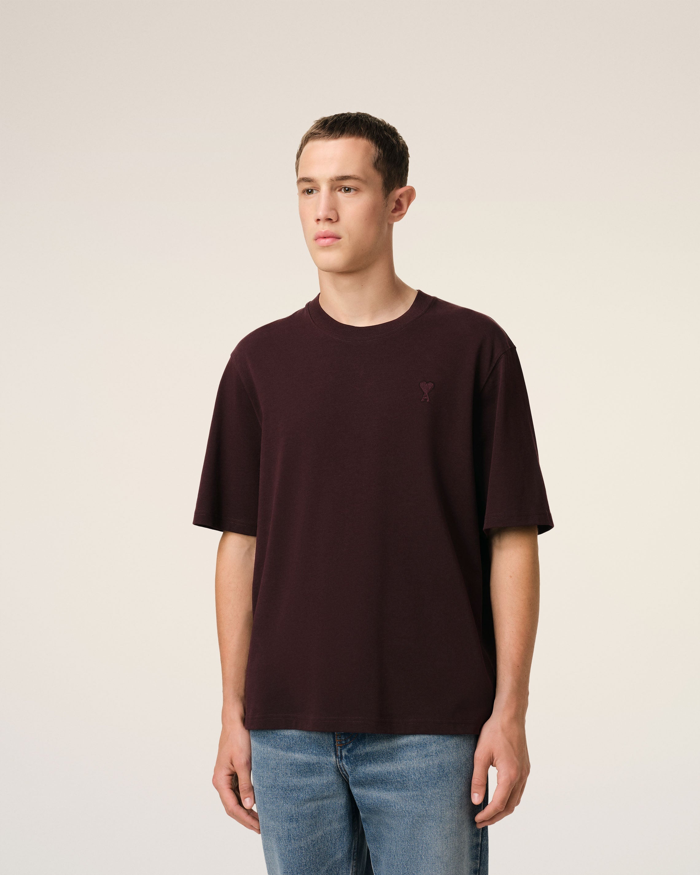 BURGUNDY COTTON TONAL AMI DE COEUR T-SHIRT - 3