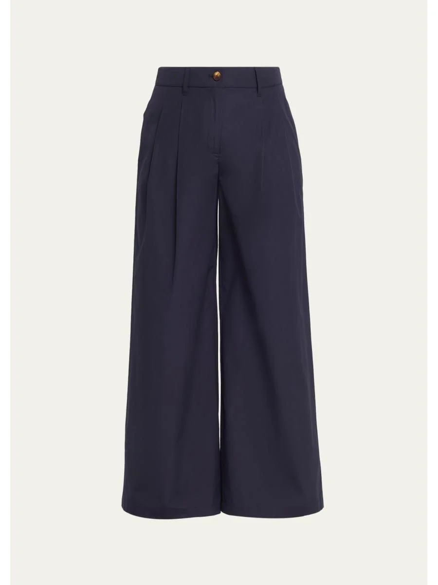 Park Wide-Leg Organic Cotton Poplin Pants - 1