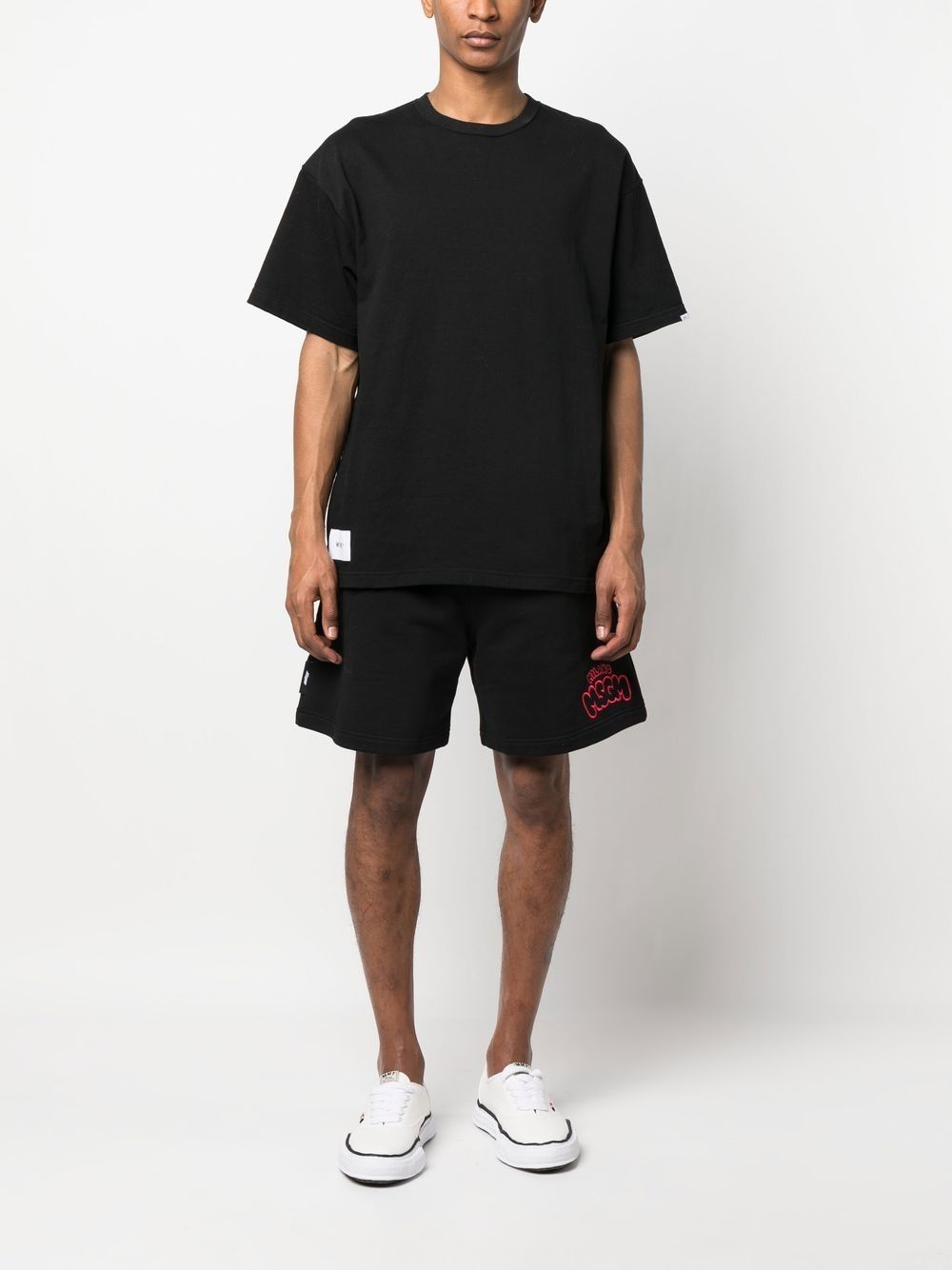 embroidered-logo cotton track shorts - 2