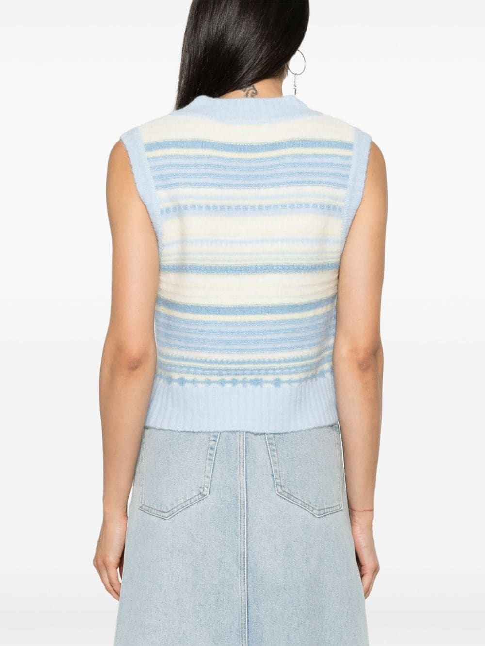 stripped sleeveless knitted top - 4