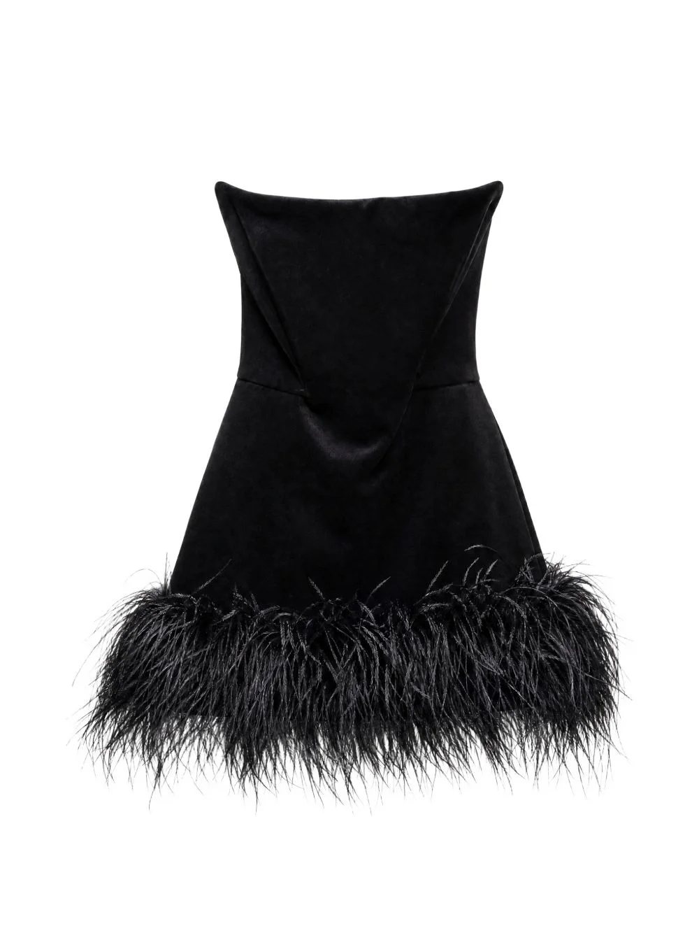 feather-trim strapless mini dress - 1
