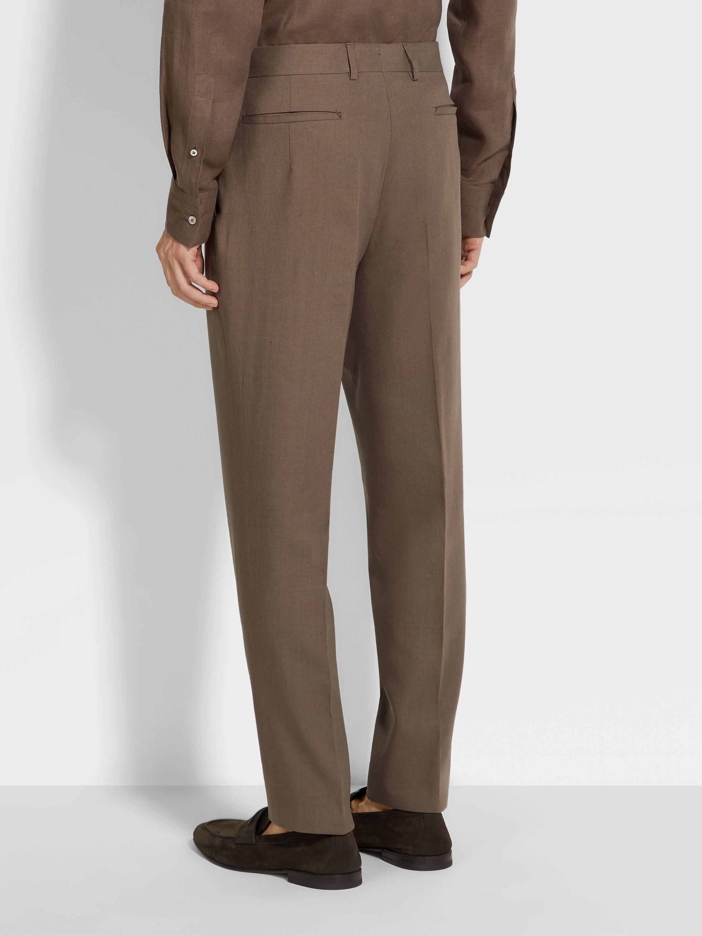 DARK TAUPE OASI LINO PANTS - 6