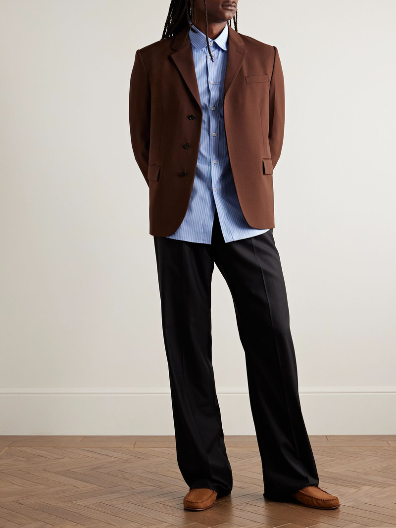 Valentino Slim-Fit Striped Cotton Shirt Blue outlook