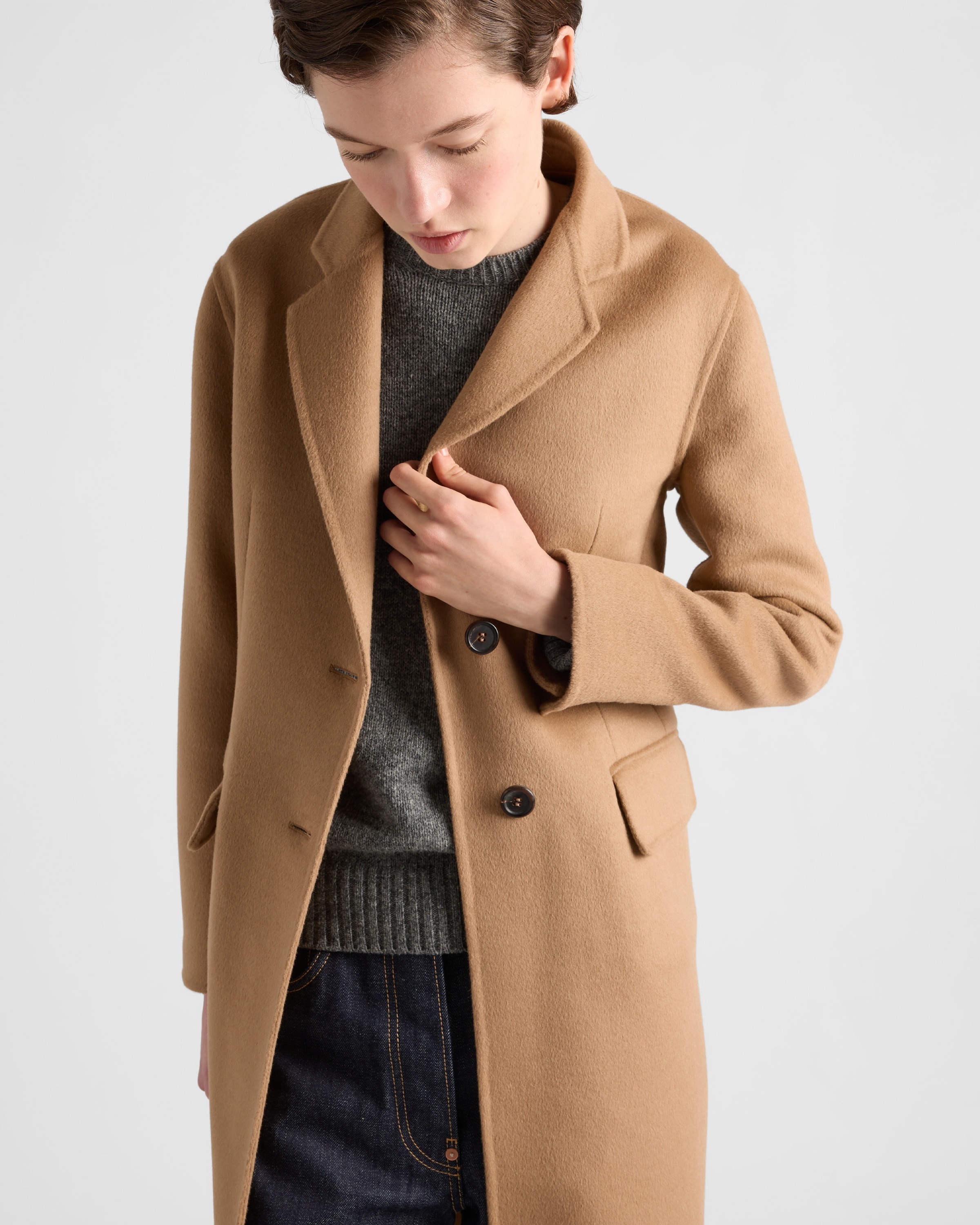 Prada Single-breasted cashgora coat | REVERSIBLE