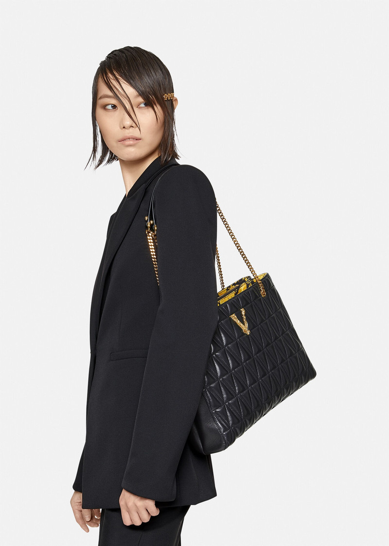 VERSACE Virtus Quilted Leather Large Tote Bag outlook