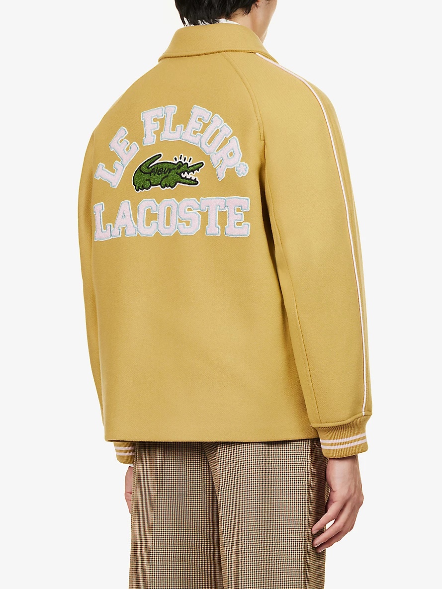 Le FLEUR* x Lacoste brand-appliqué regular-fit wool-blend jacket - 4