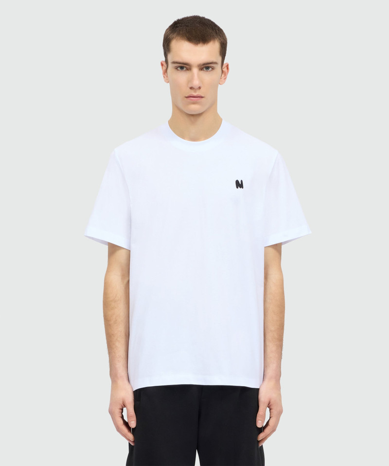 MSGM White short-sleeve cotton jersey T-shirt with chest print outlook