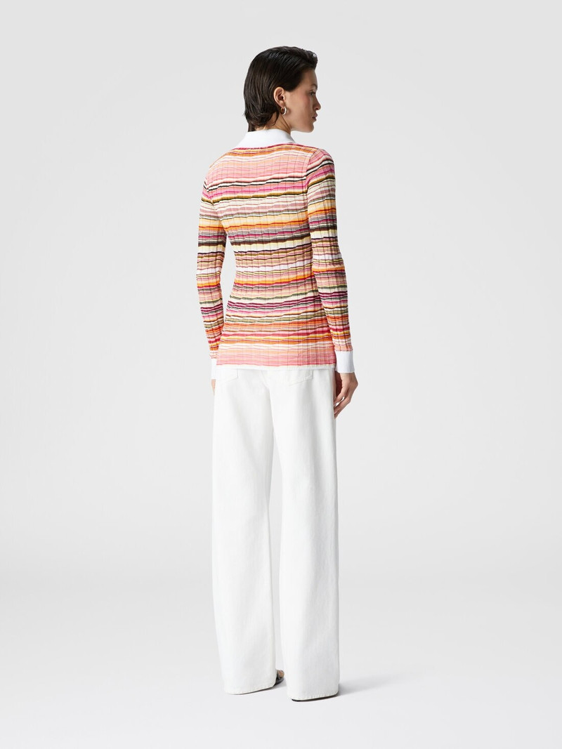 Striped cotton and viscose ribbed shirt with contrasting trim 3