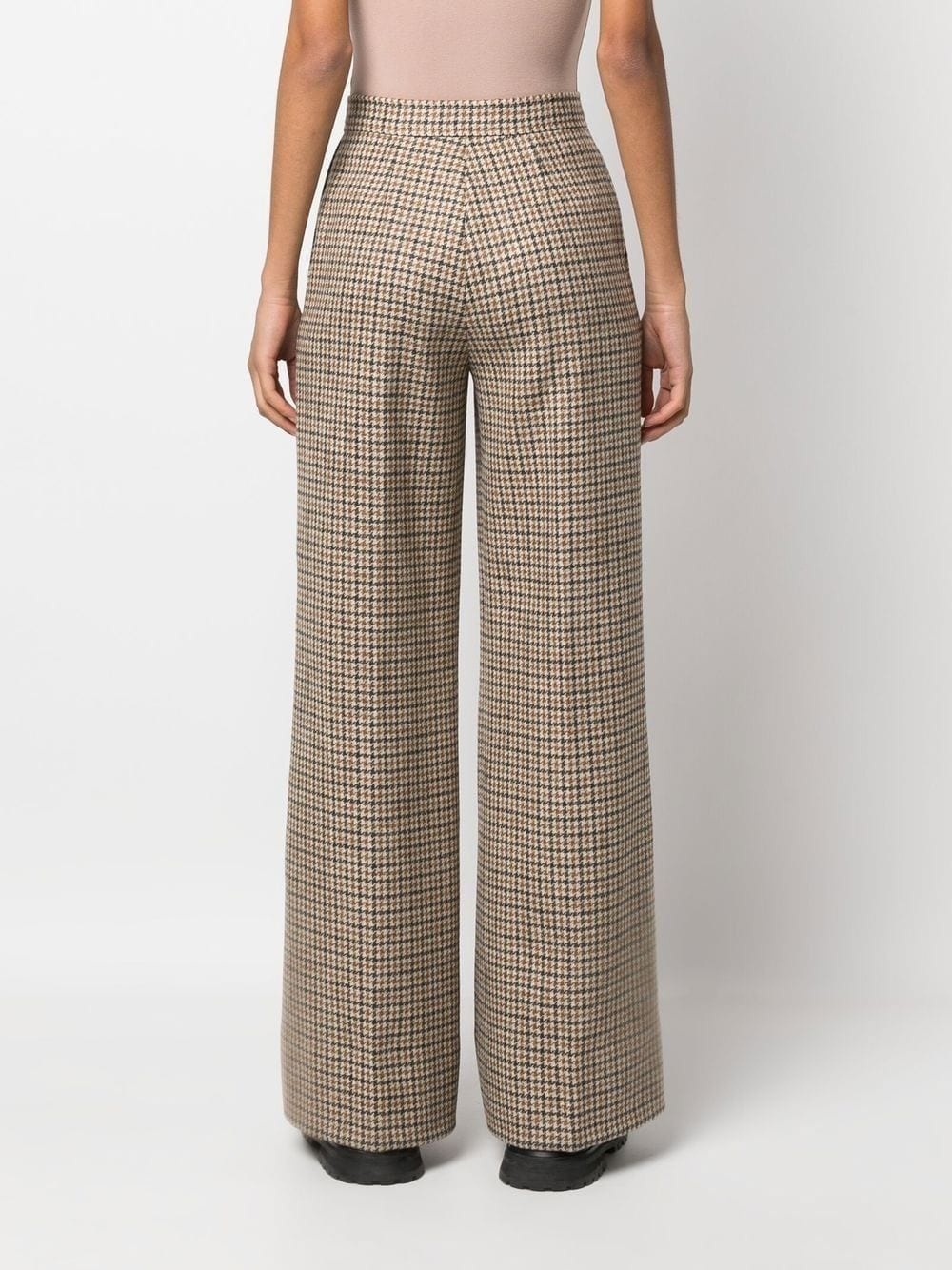 checked wide-leg trousers - 3