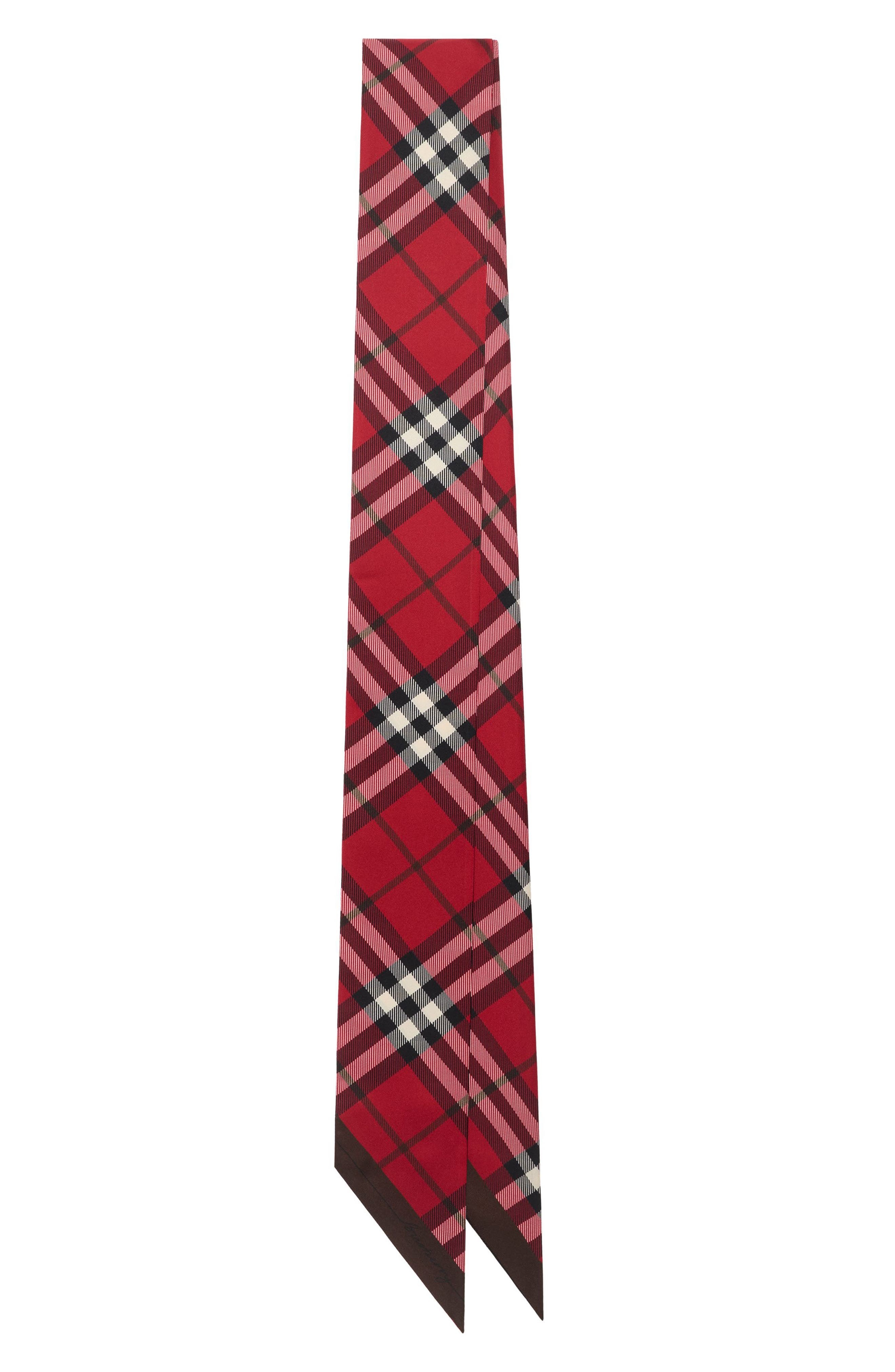 burberry Check Skinny Silk Twill Scarf in Pillar/Oxblood at Nordstrom - 1