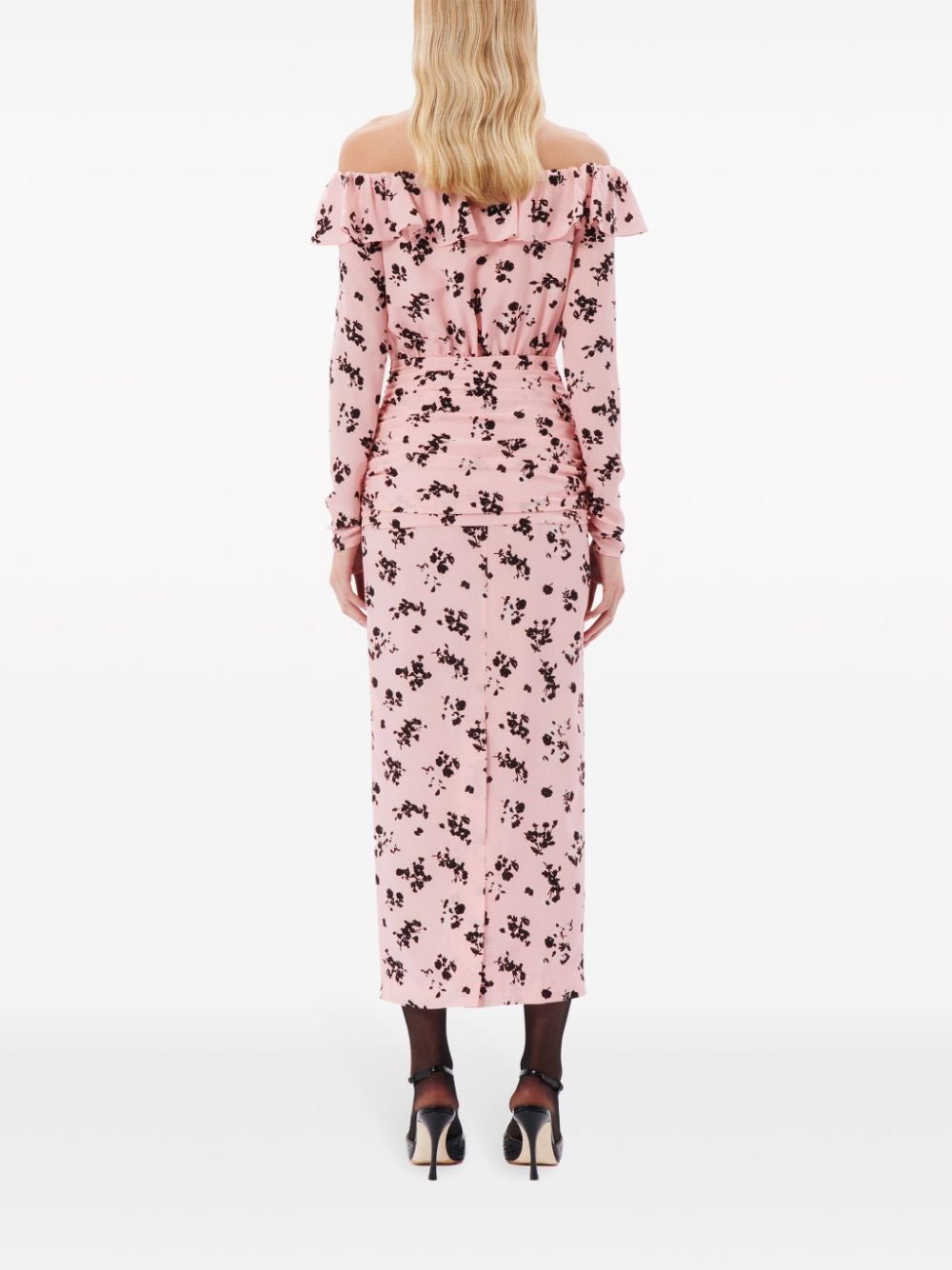 floral-print ruffle off-shoulder dress - 3