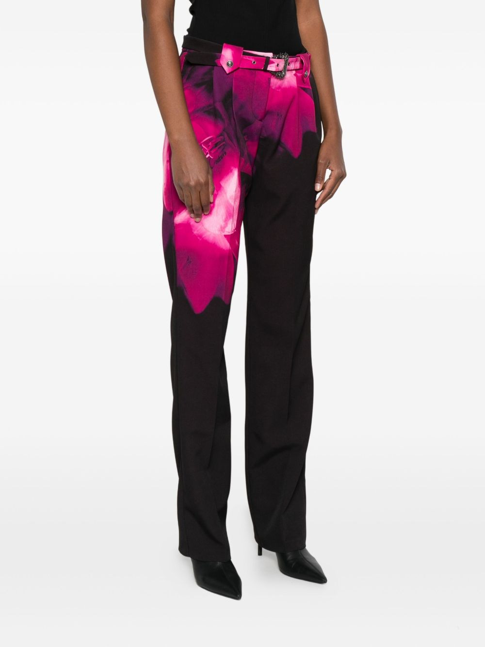floral-print belted trousers - 3