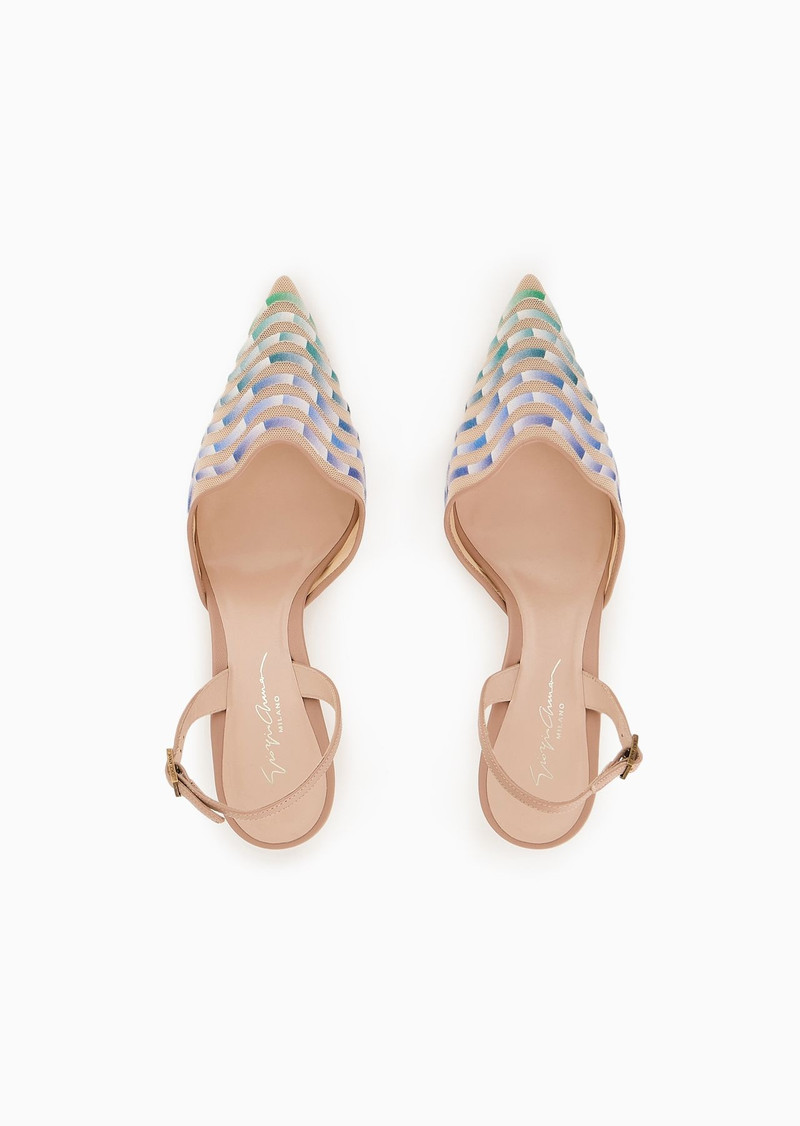 Mesh slingbacks with gradient nappa-leather embroidery 3