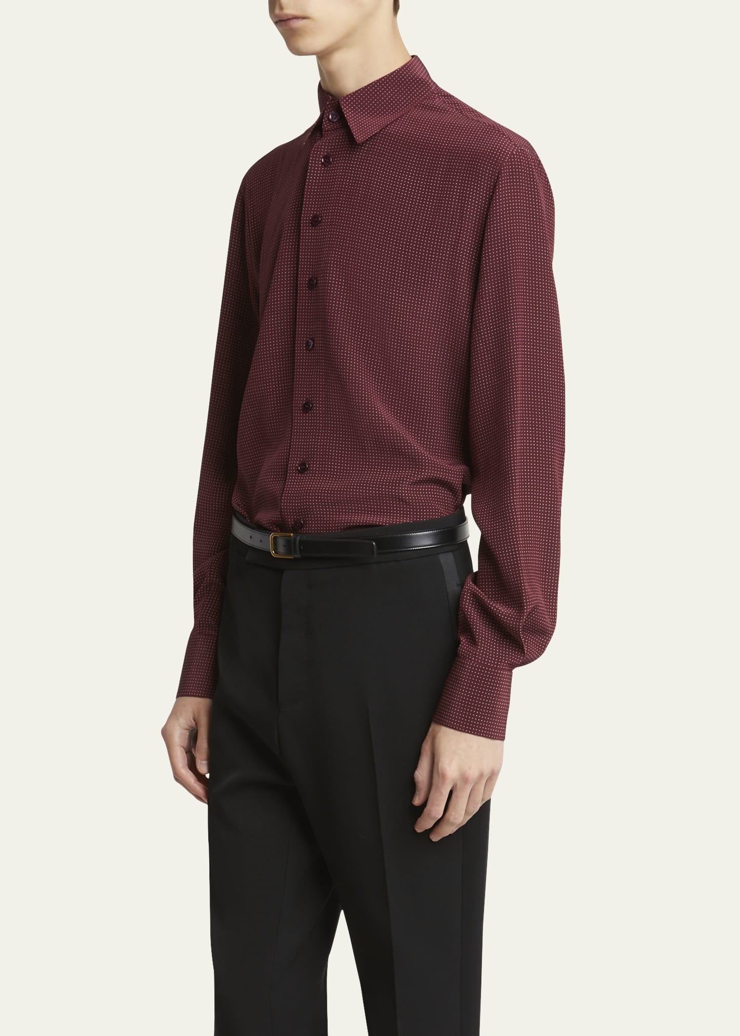 Men's Crepe de Chine Polka Dot Dress Shirt - 4