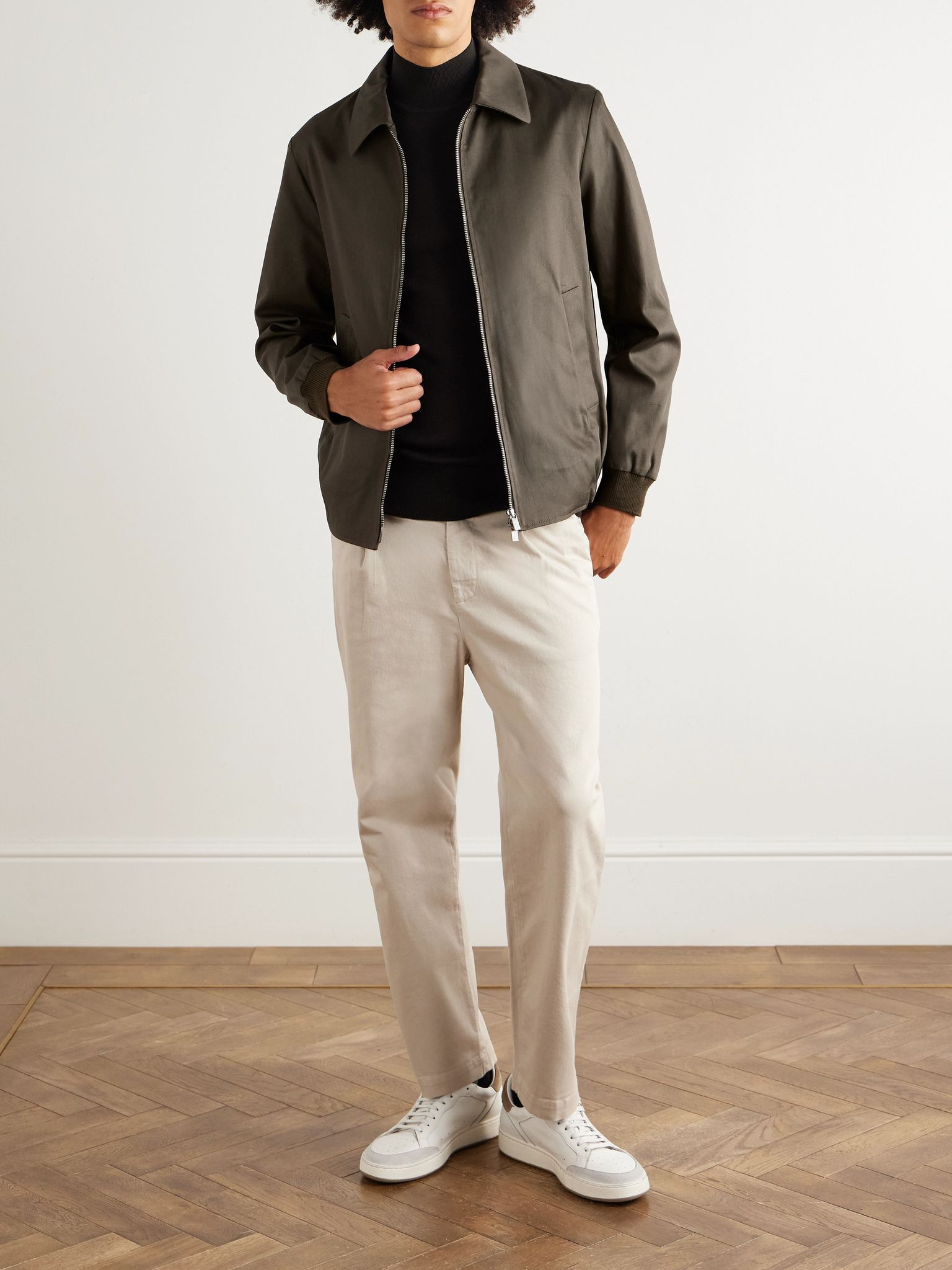 Cotton-Gabardine Blouson Jacket Green - 2