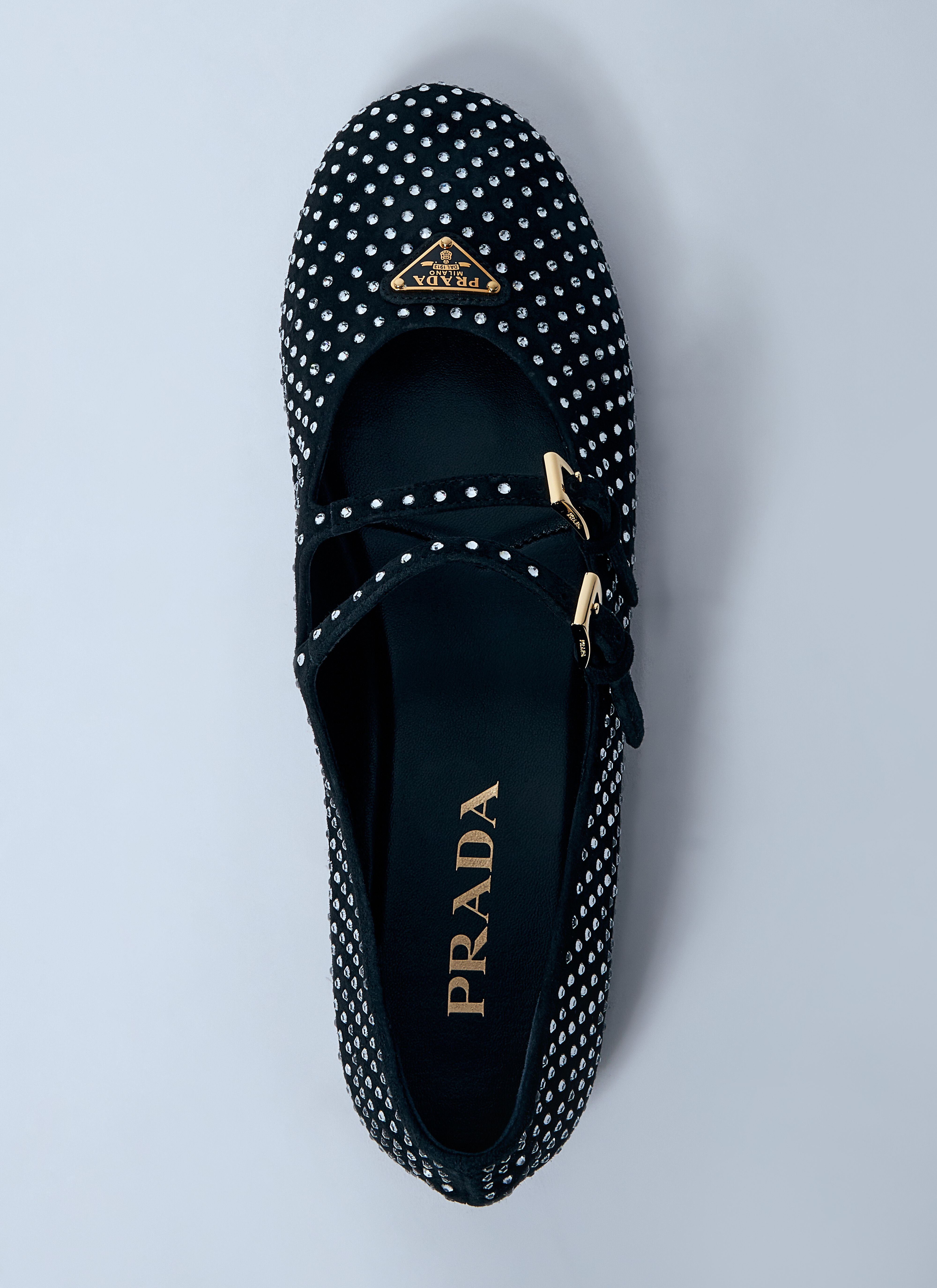 Crystal-Embellished Suede Ballerina Flats - 5