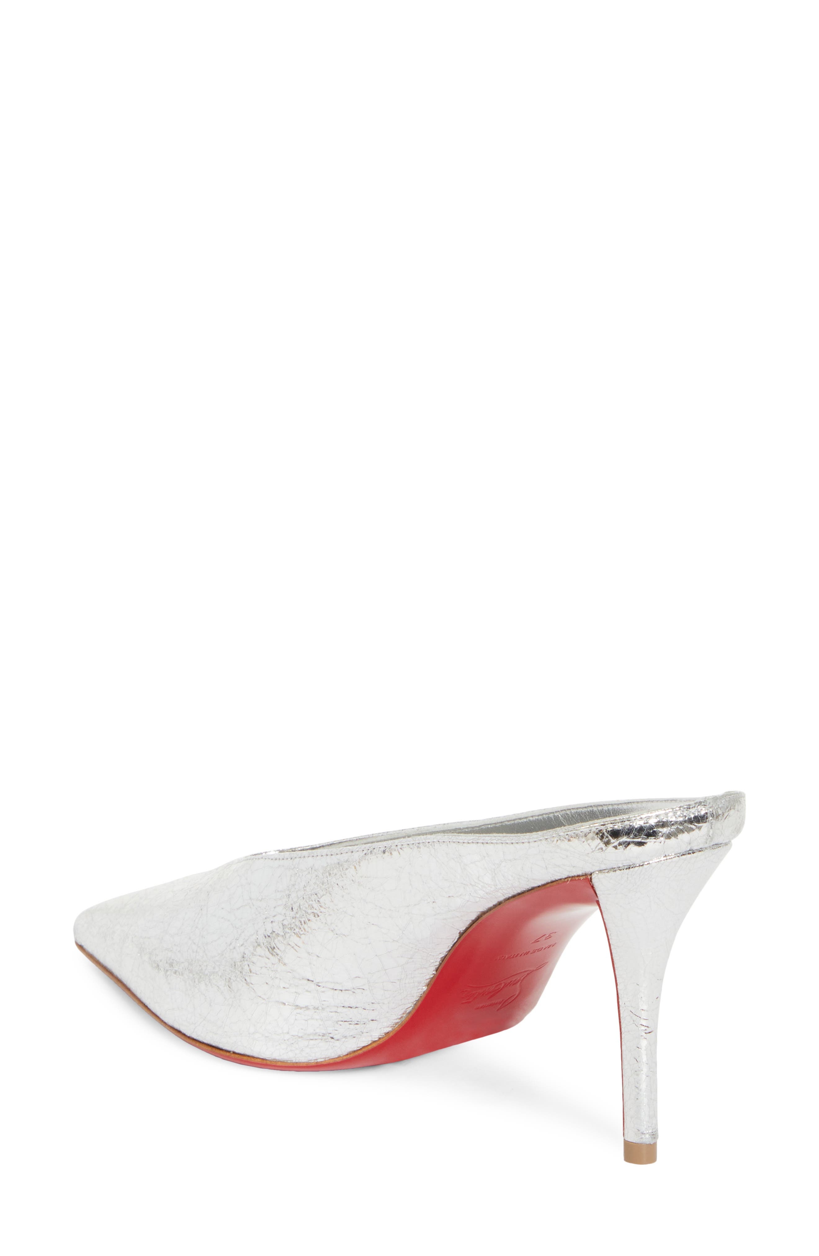Christian Louboutin Miss Z Slimimule Pointed Toe Mule in Silver/Lin Silver at Nordstrom - 3