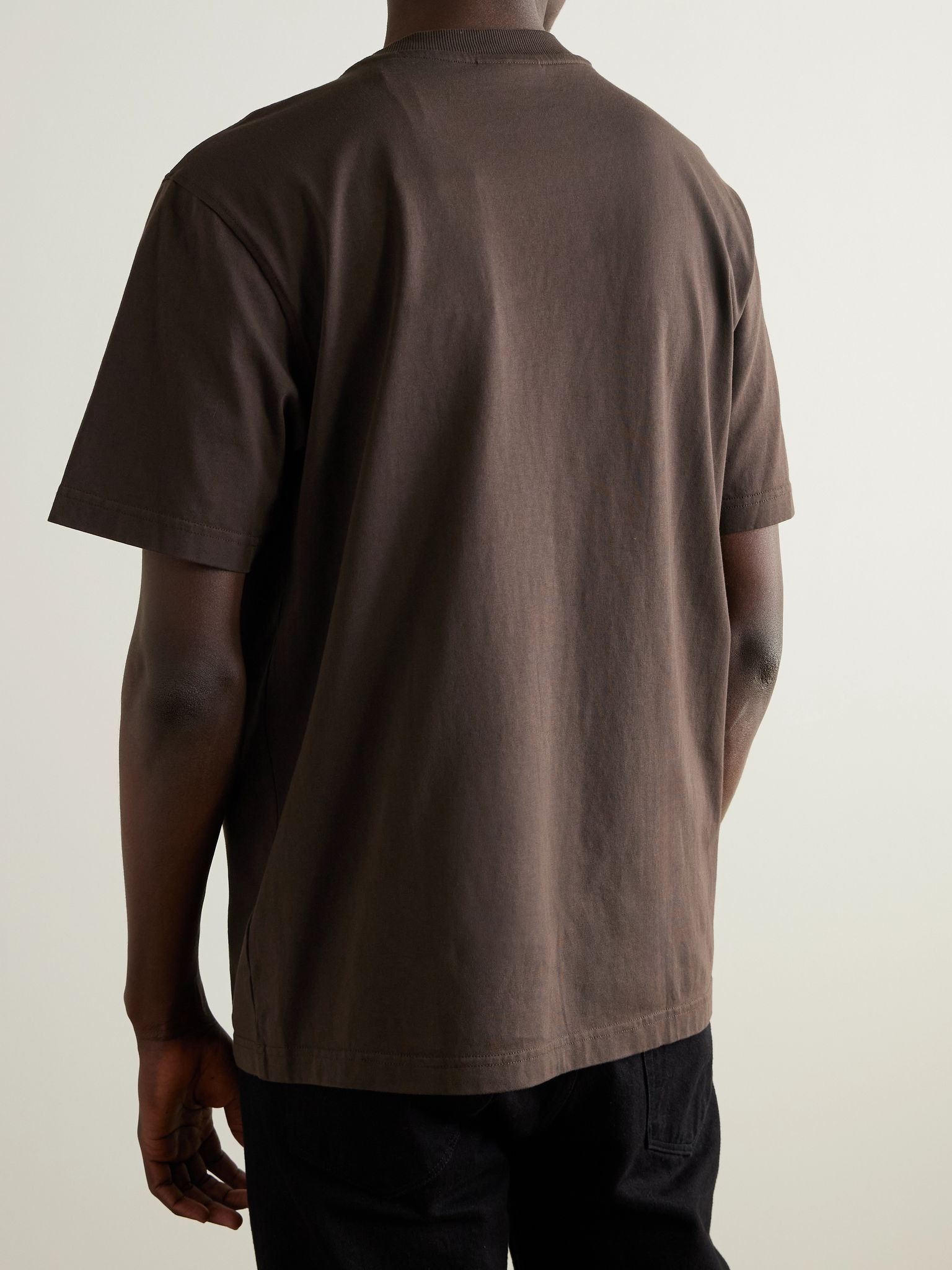 Adam 3209 Logo-Embroidered Pima Cotton-Jersey T-Shirt Brown - 4