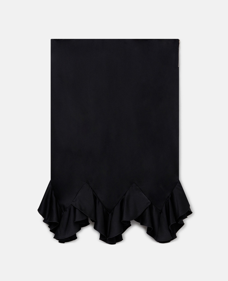 Ruffled-Hem Satin Midi Skirt 1