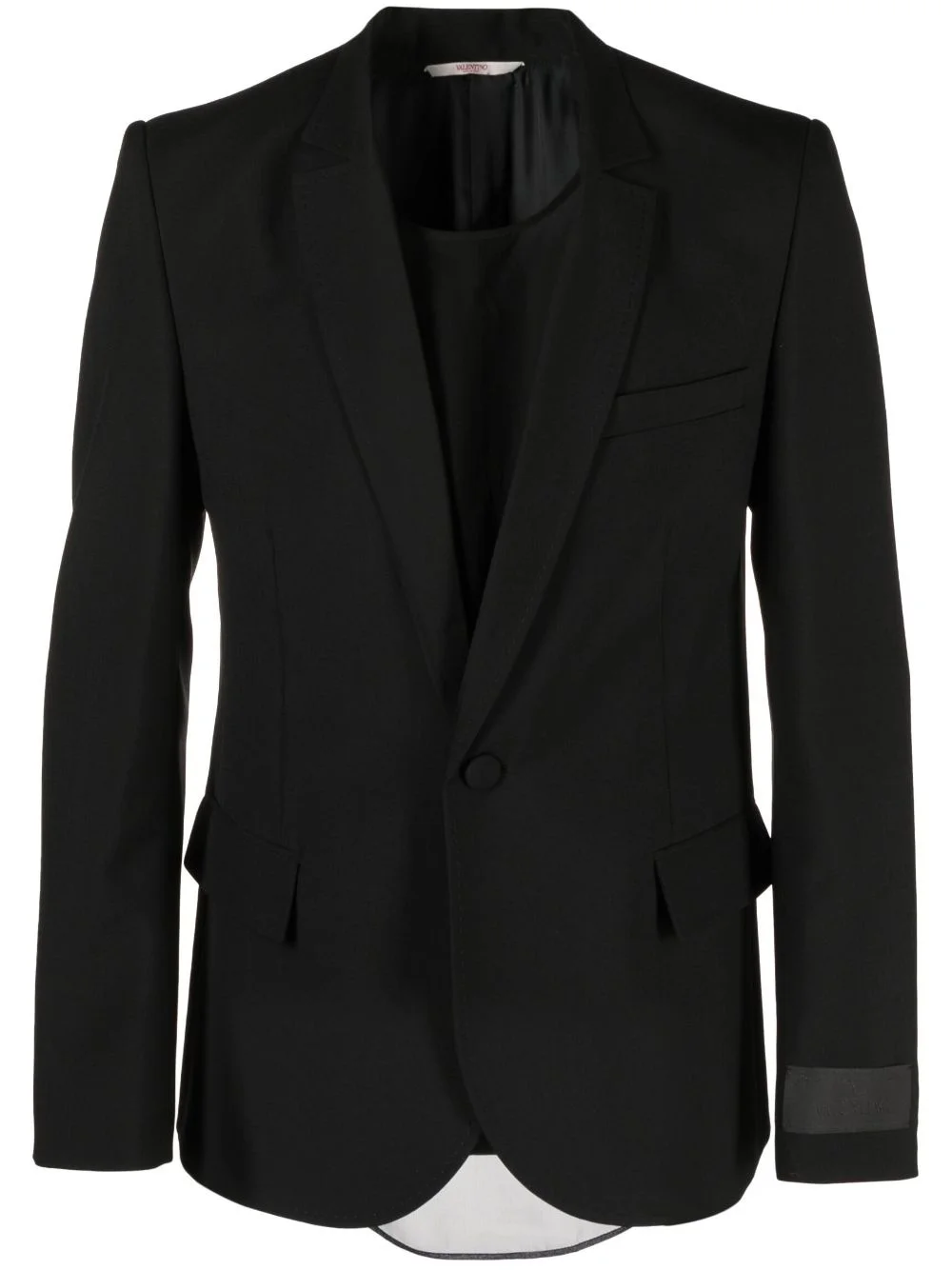 logo-patch single-breasted blazer - 1