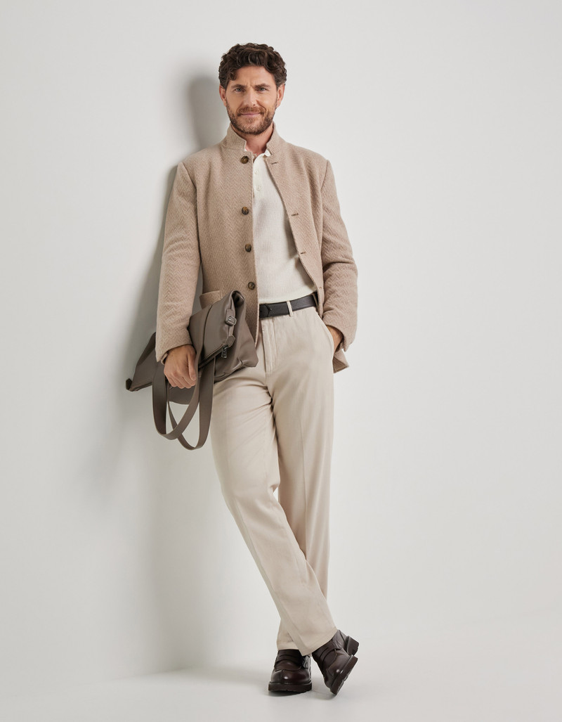 Canali SAND REGULAR FIT COTTON GABARDINE AND CASHMERE CHINOS outlook