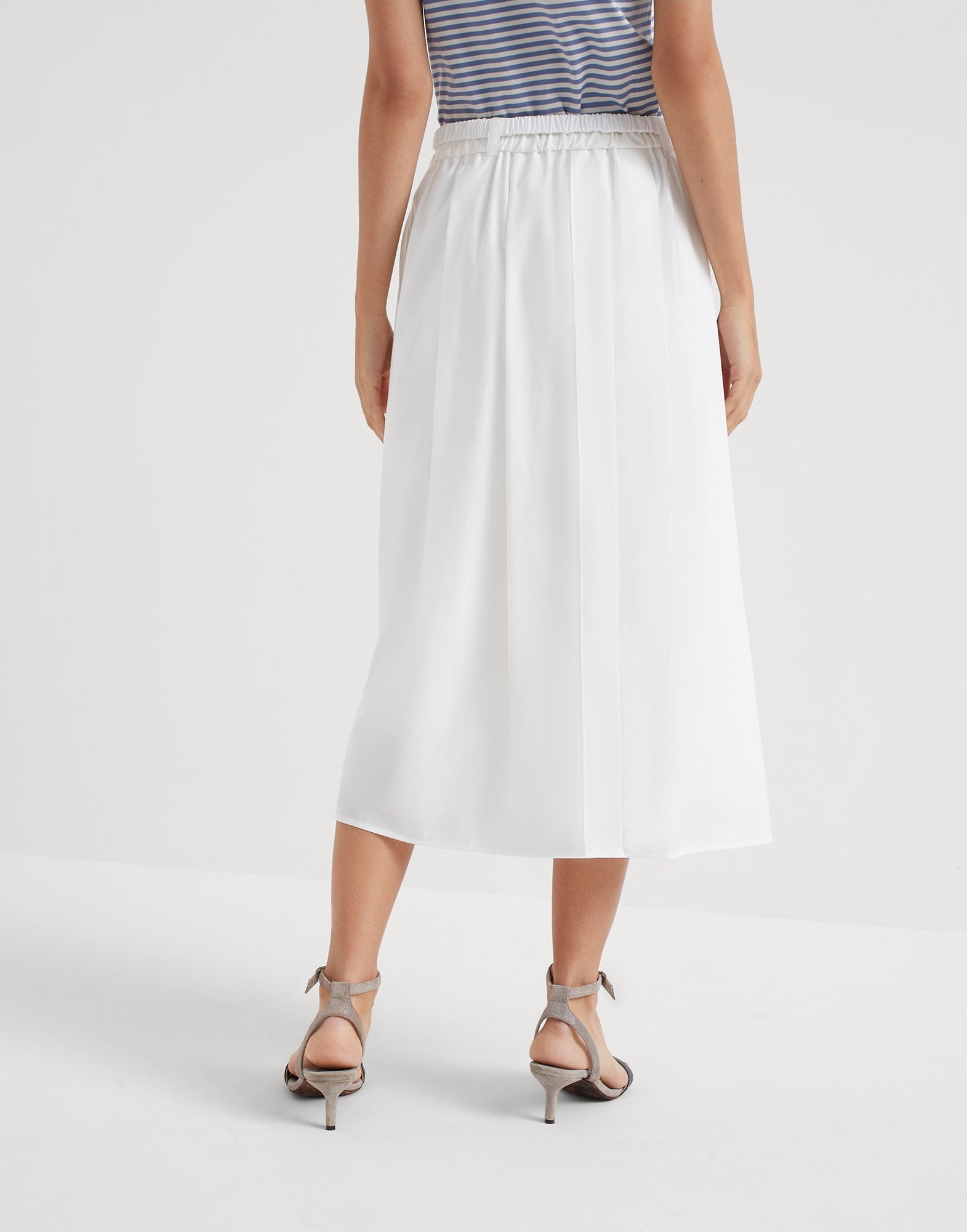 Techno cotton poplin skirt with shimmering buckle - 2