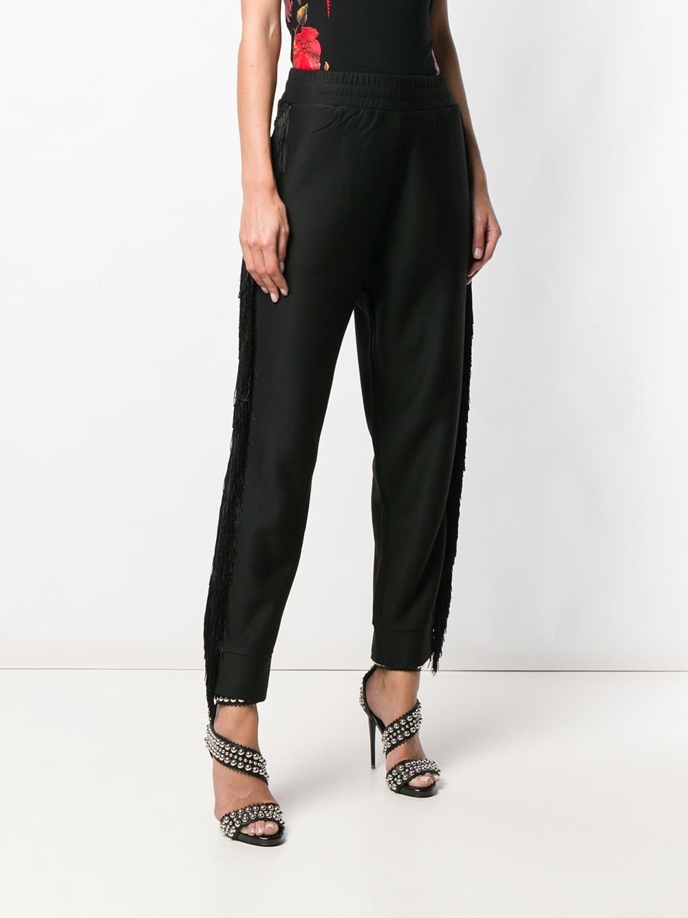 fringed trim track pants - 3