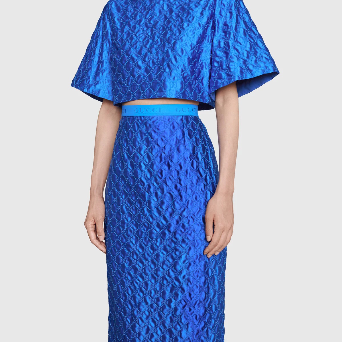 GG embroidered silk skirt - 5