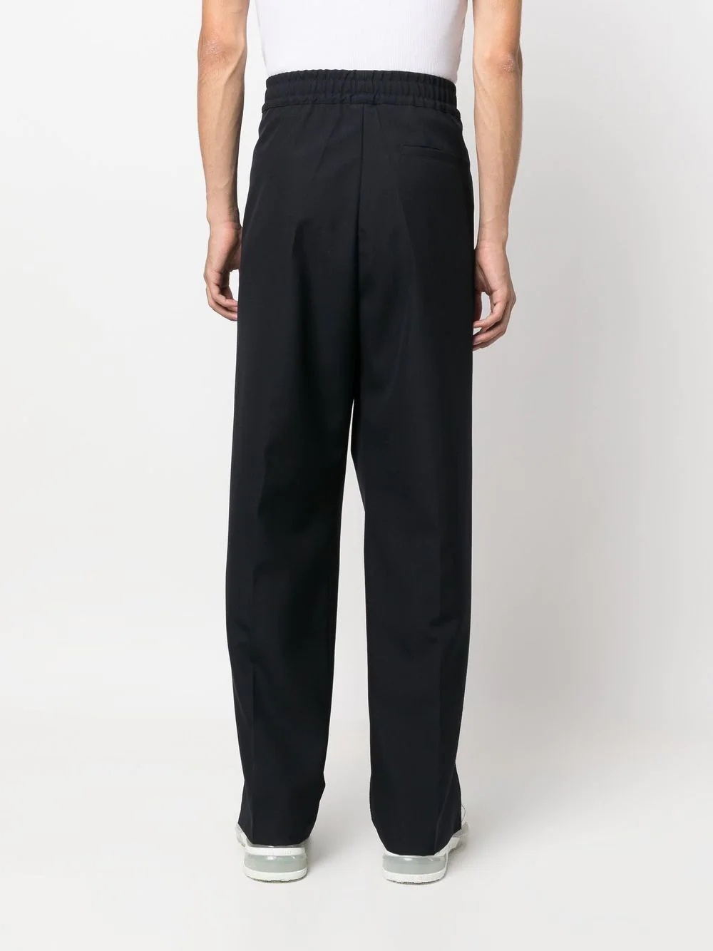 elasticated-waist straight-leg trousers - 4