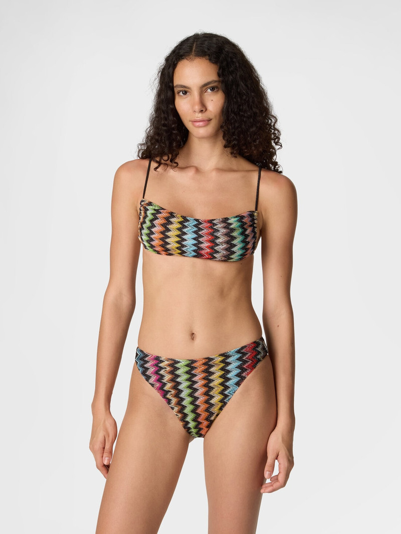 Missoni Bikini in lamé viscose with micro zigzag pattern and high-waisted bottoms outlook