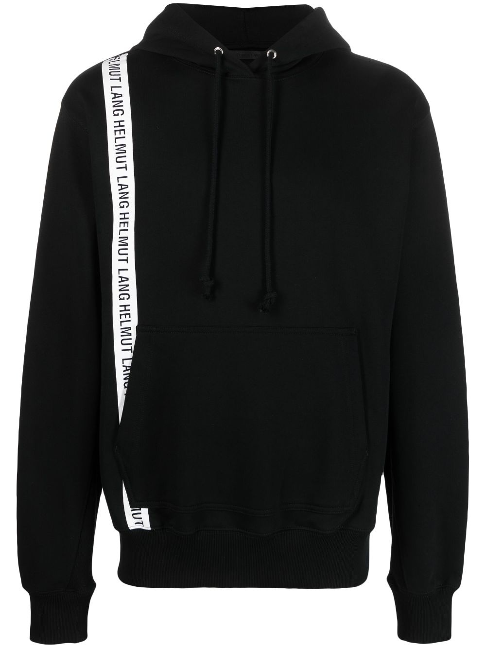 logo-print strap cotton hoodie - 1