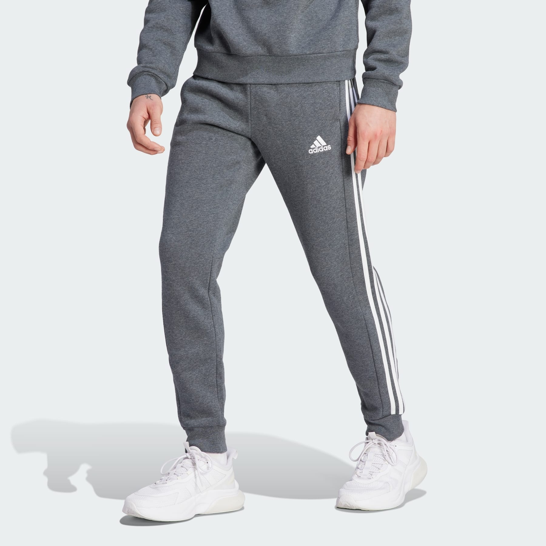 Essentials Fleece 3-Stripes Tapered Cuff Pants - 2