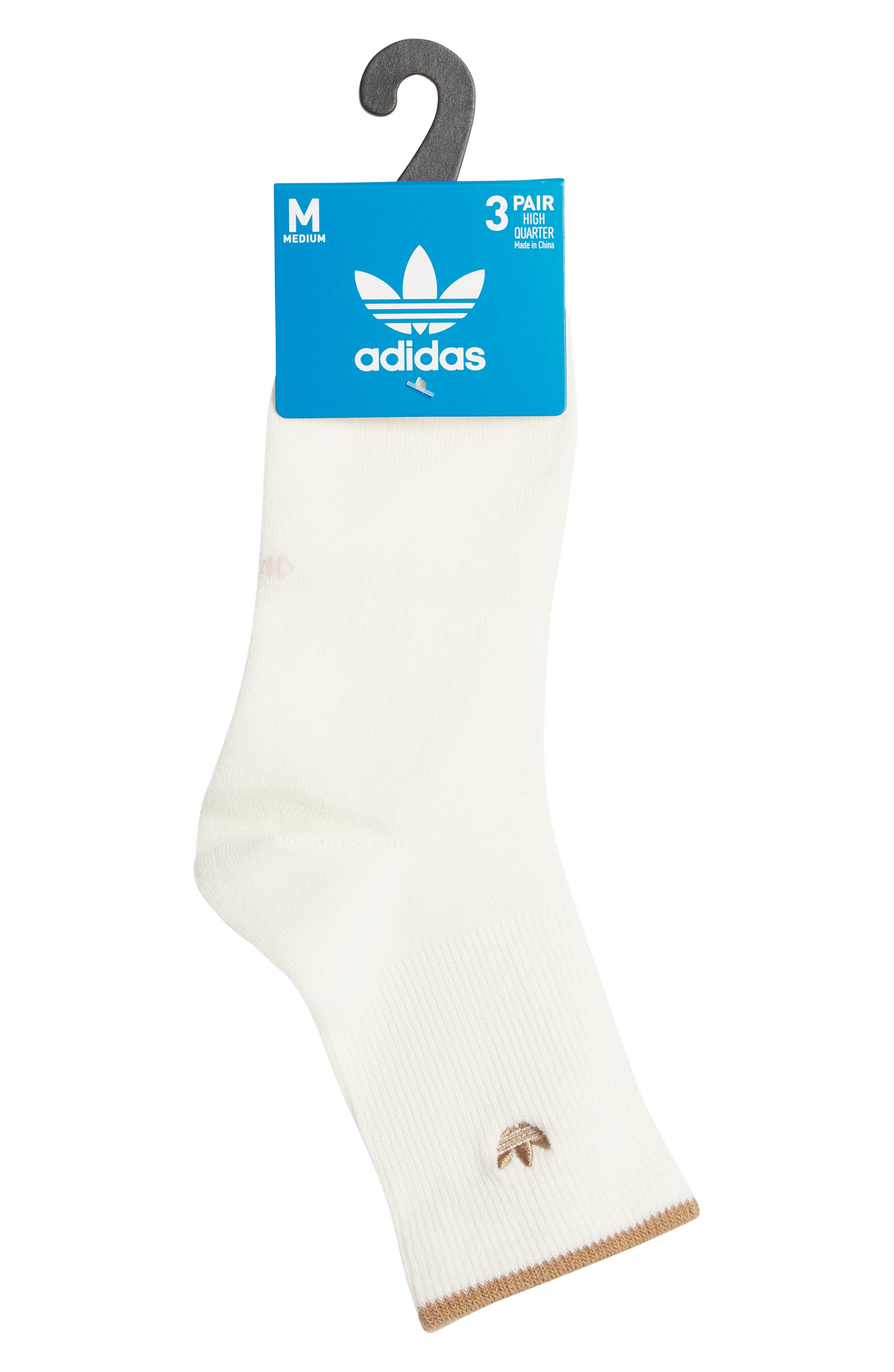 adidas Luna Assorted 3-Pack Ankle Socks in Cream White/Cardboard Brown at Nordstrom - 2