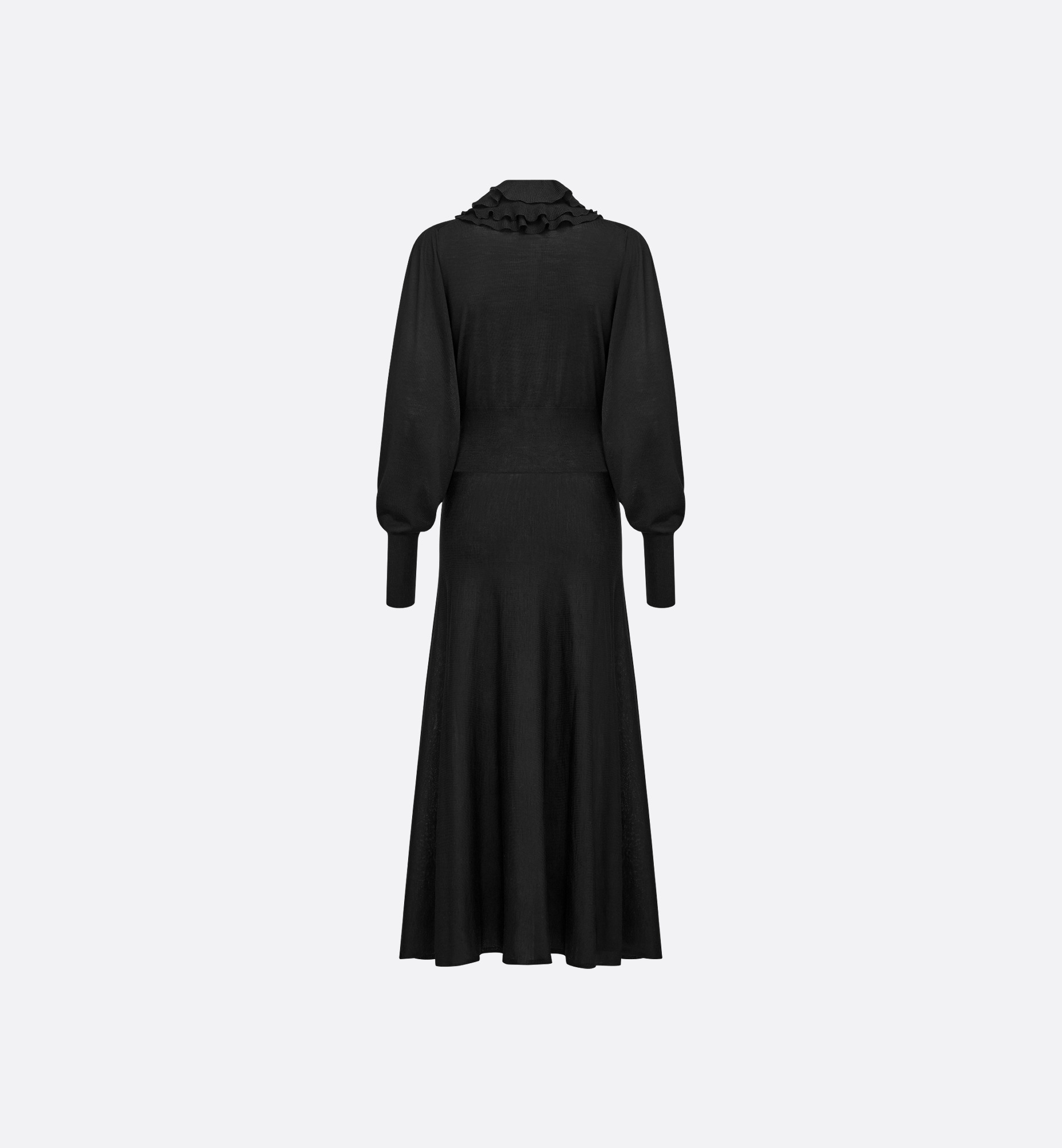 Mid-Length Dress with Removable Ruched Collar - 2