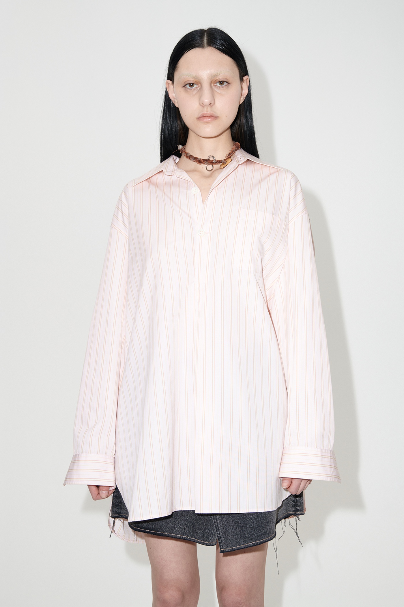 Popover Shirt Pink Business Stripe - 8