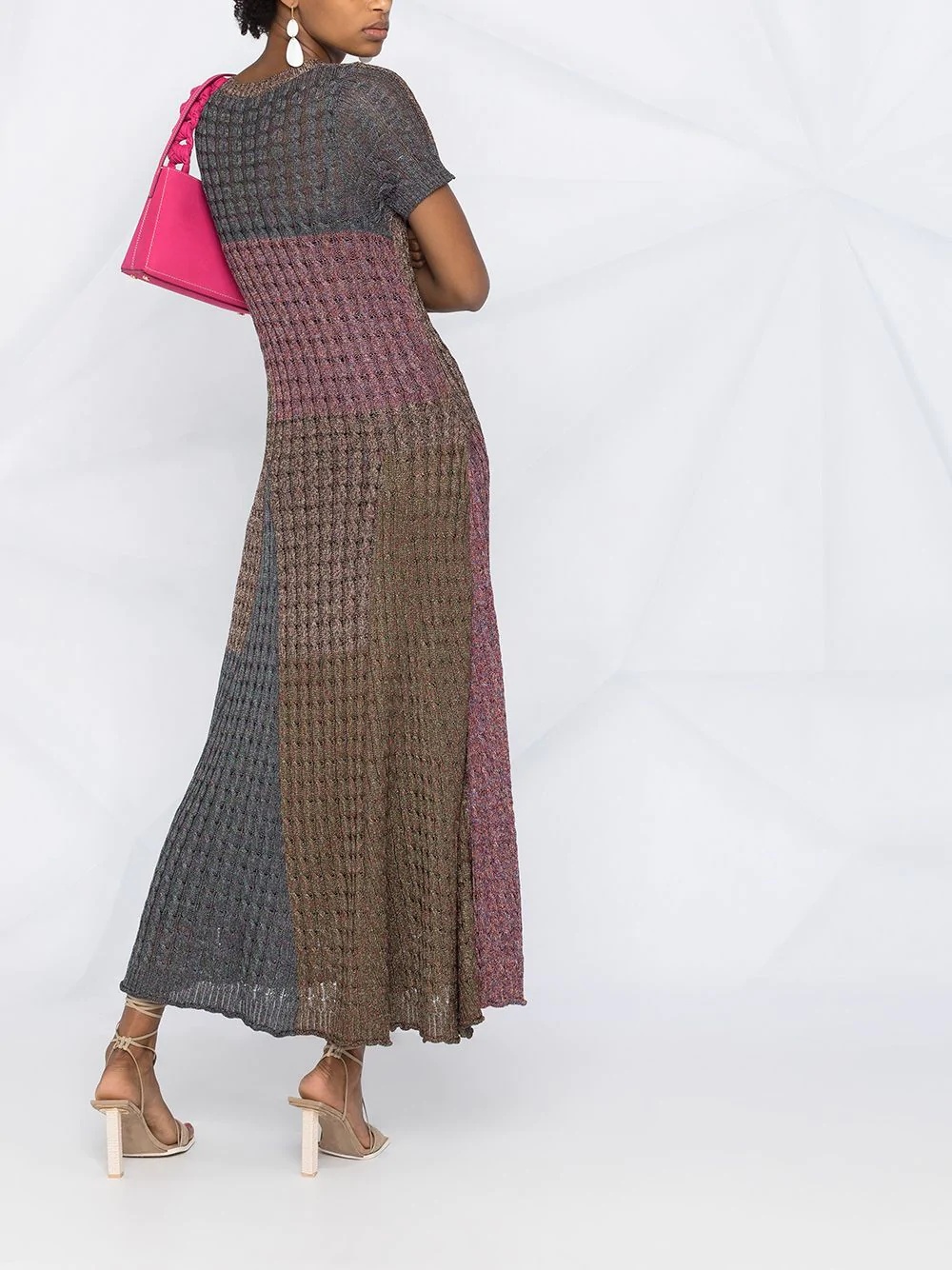 patchwork textured-knit dress - 4