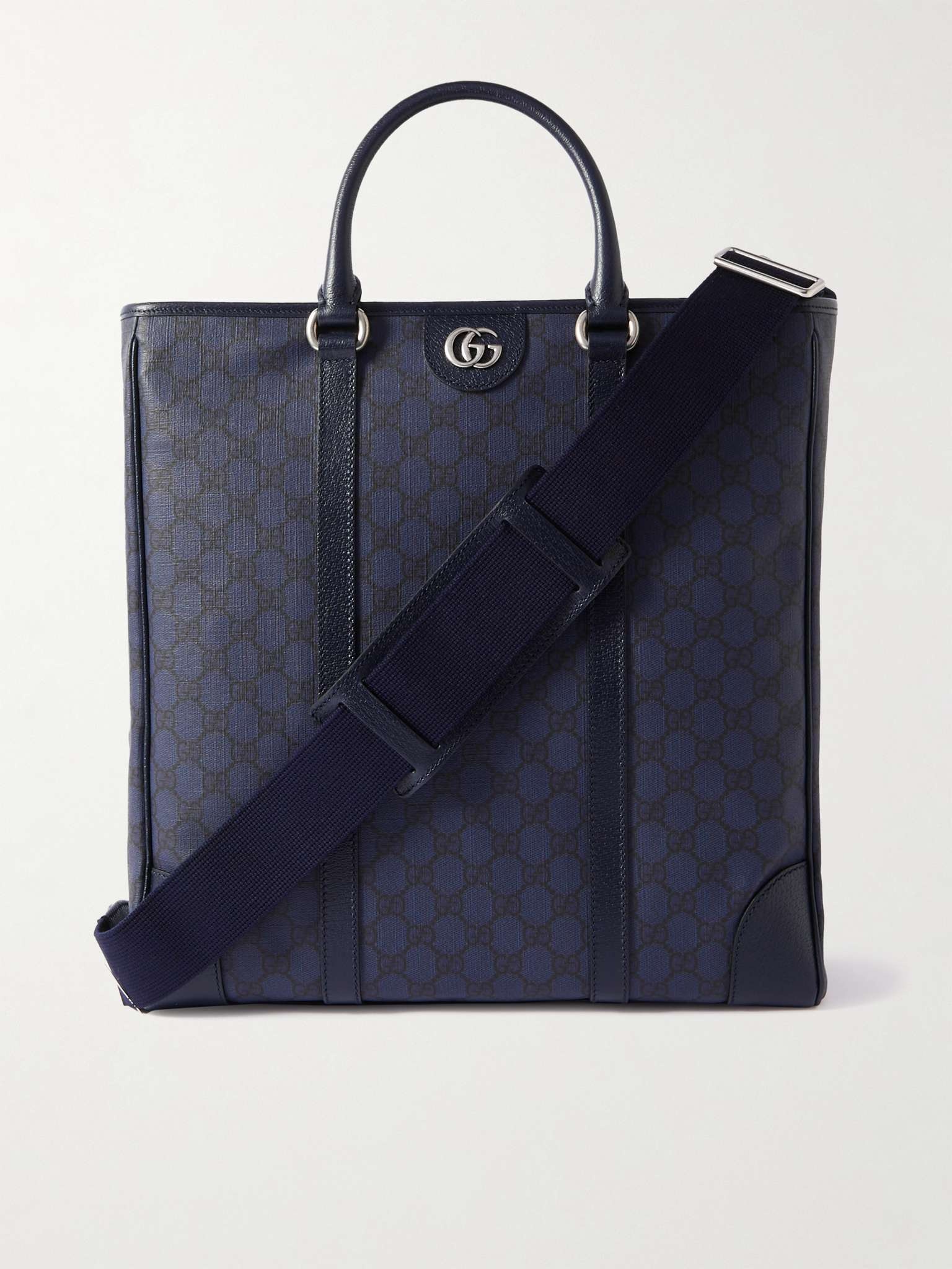 GUCCI Ophidia Leather-Trimmed Monogrammed Supreme Coated-Canvas