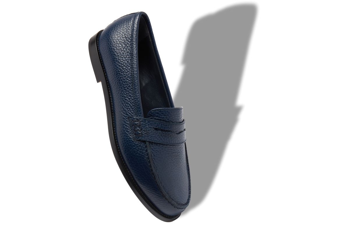 Dark Blue Calf Leather Penny Loafers - 2