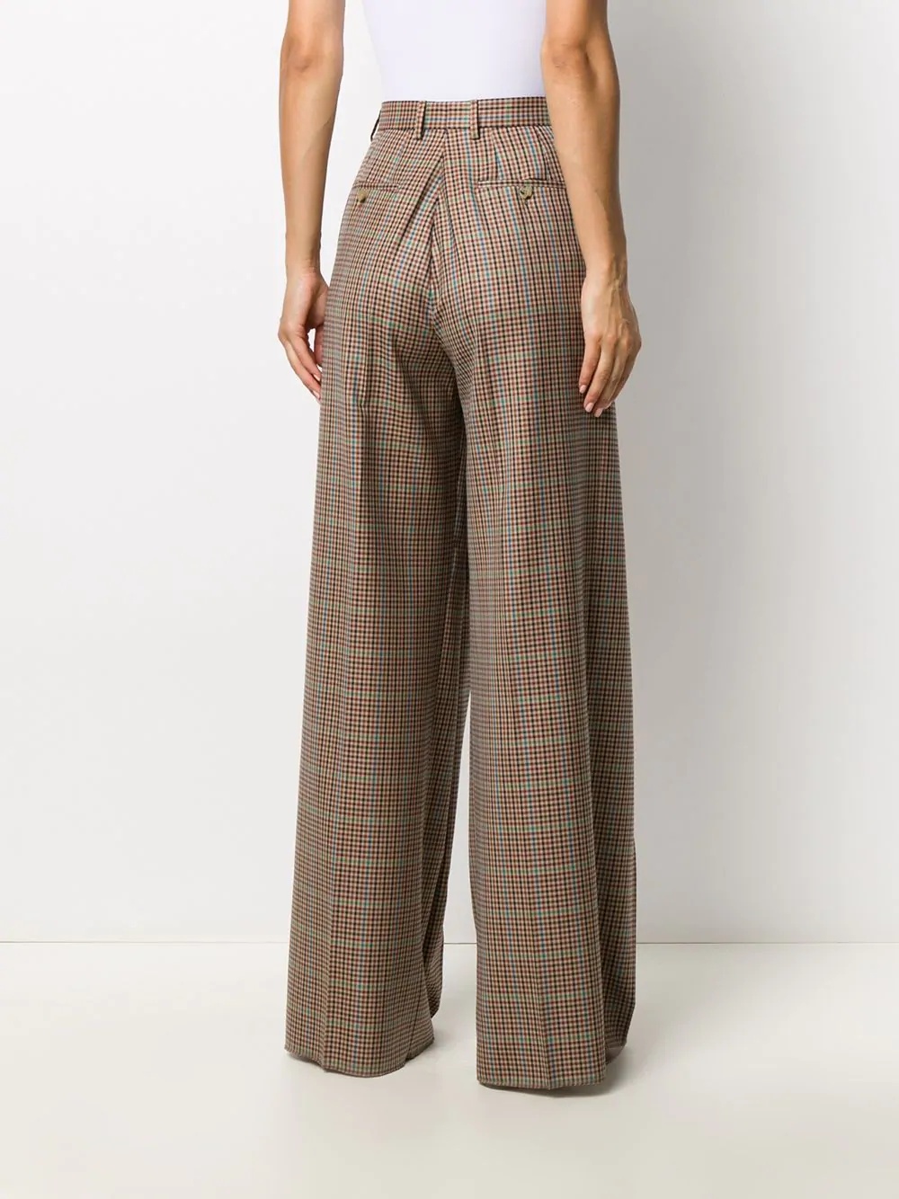 wide-leg check trousers - 4