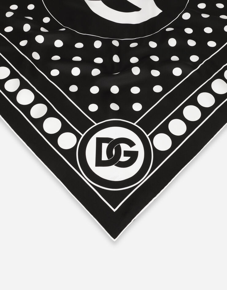 Twill scarf with polka-dot print and DG logo (90 x 90) - 2