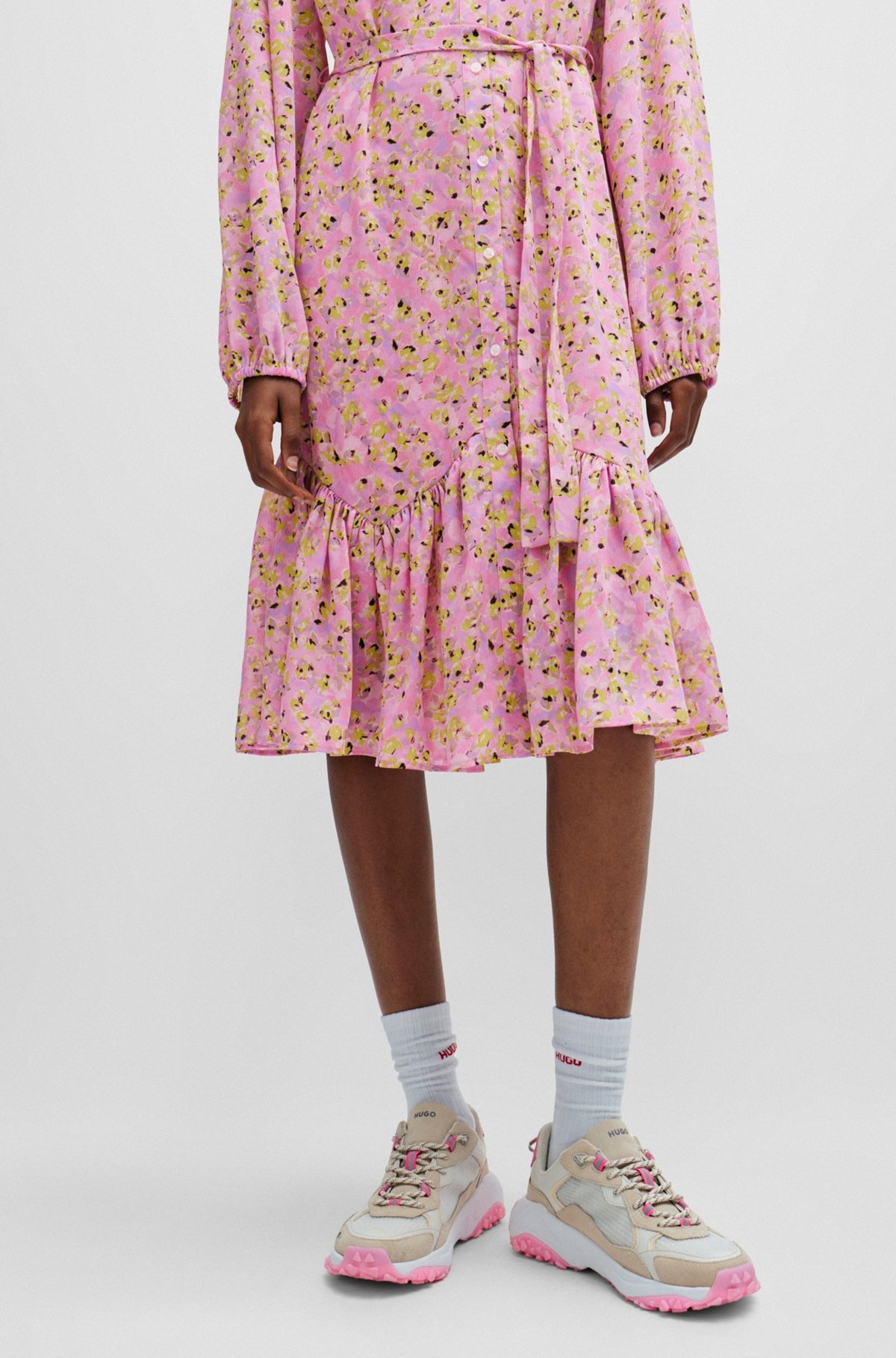 FLORAL-PRINT DRESS WITH VOLUMINOUS SLEEVES - 6