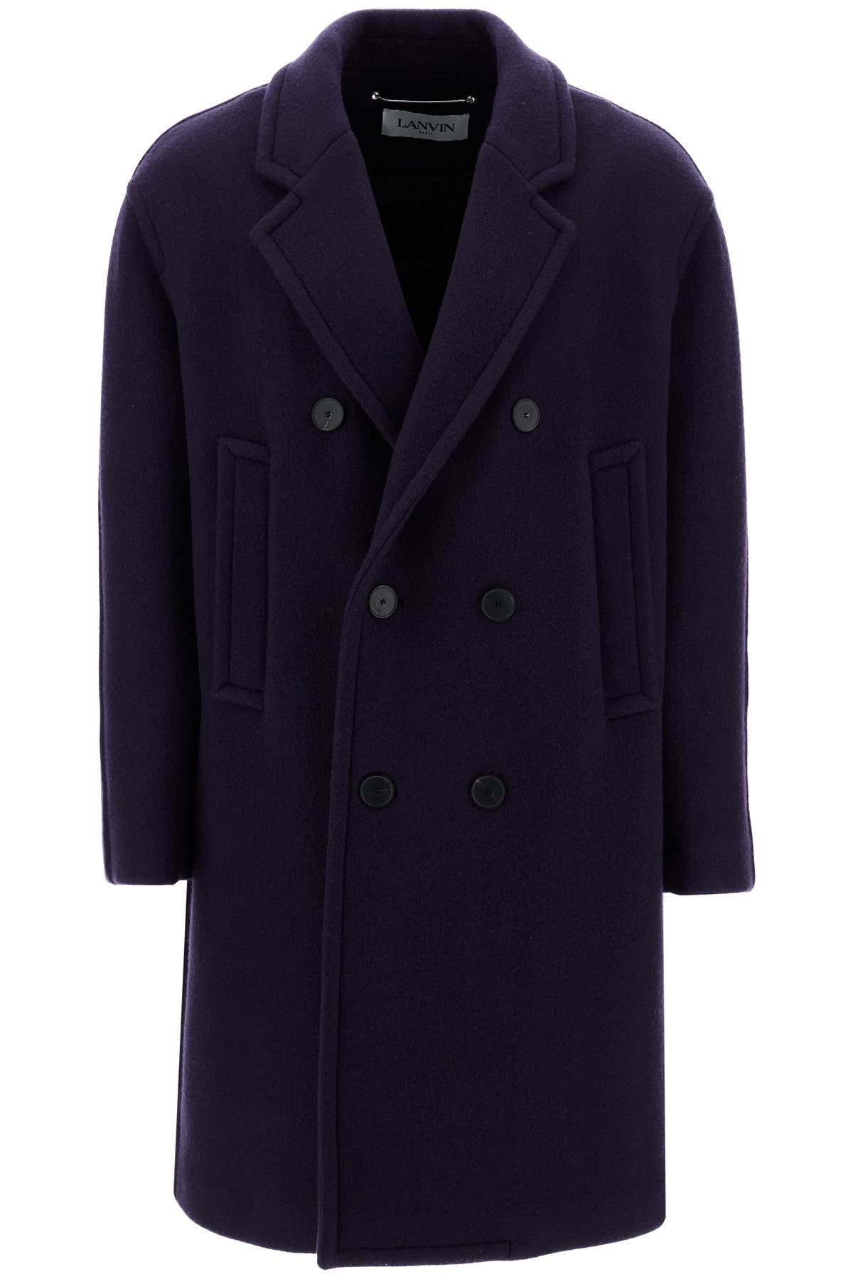 Double Breasted Heavy Wool Coat - 1