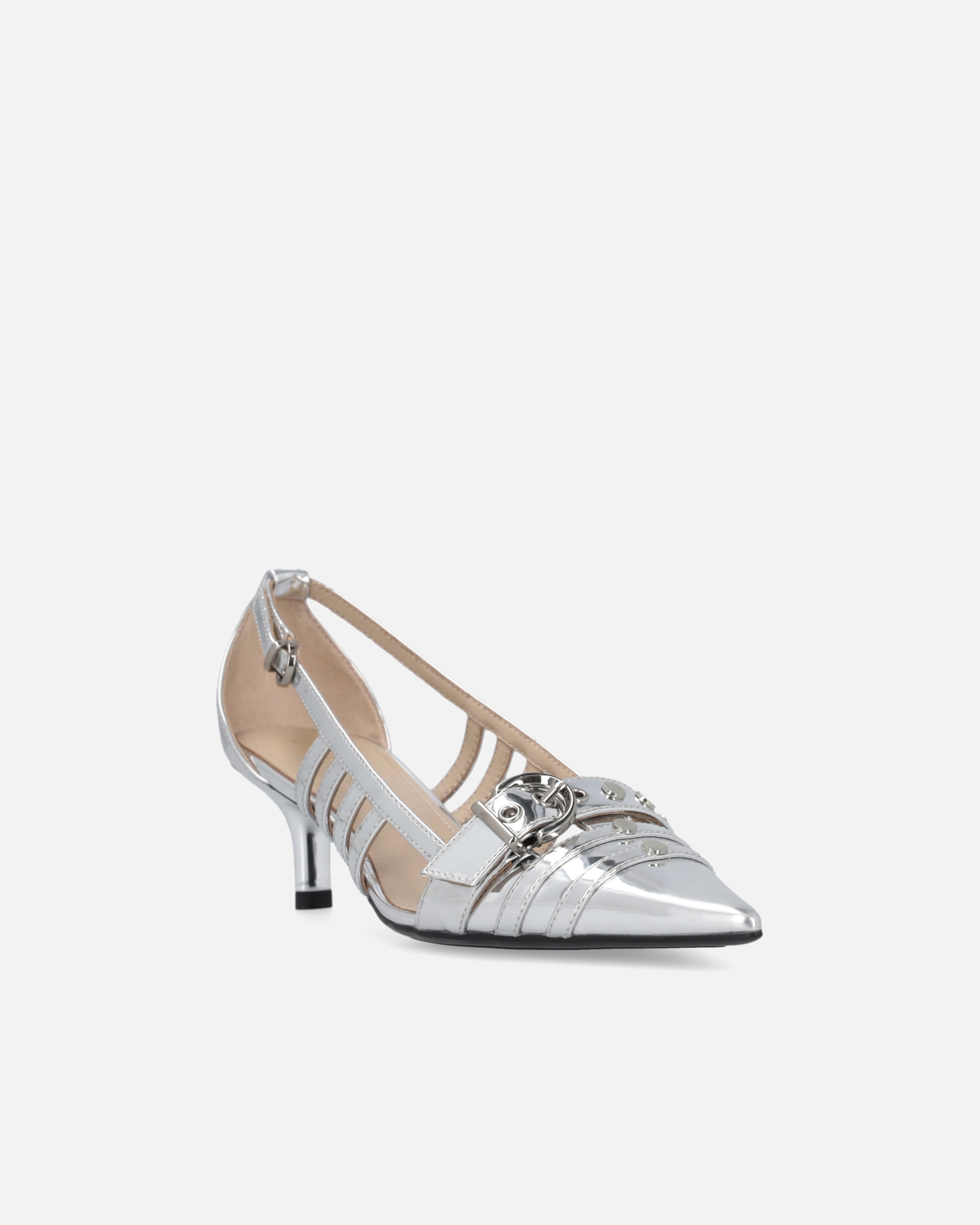 SILVER MIRRORED SLINGBACK PUMPS - 2