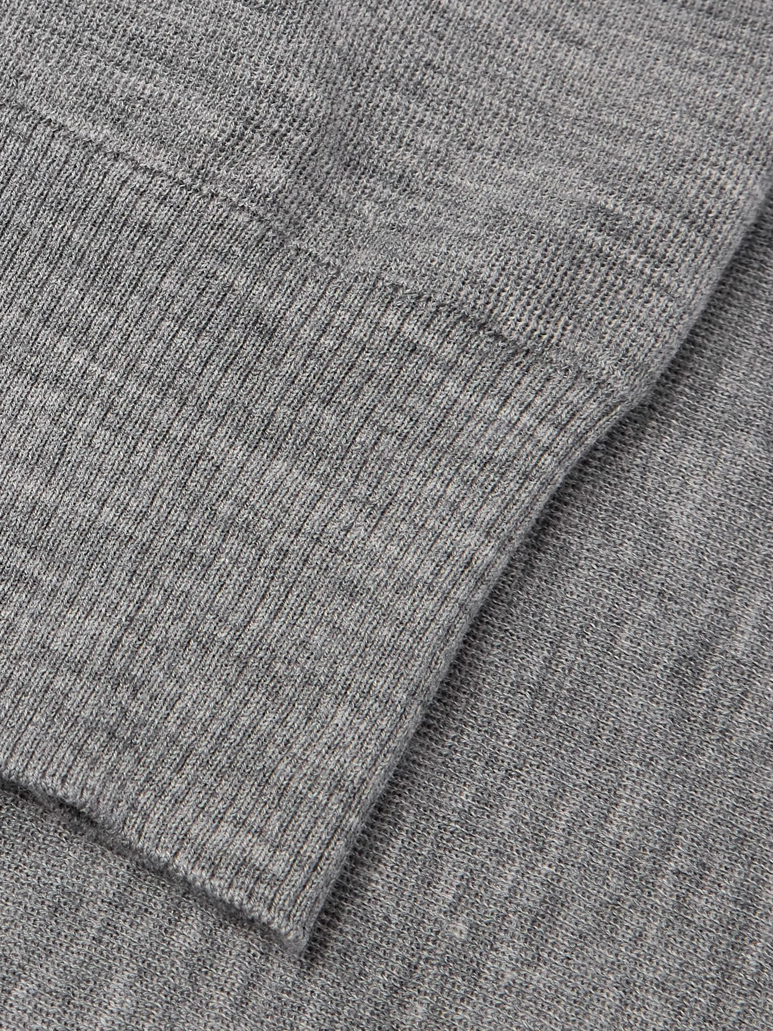 Slim-Fit Contrast-Tipped Wool Sweater Gray - 4