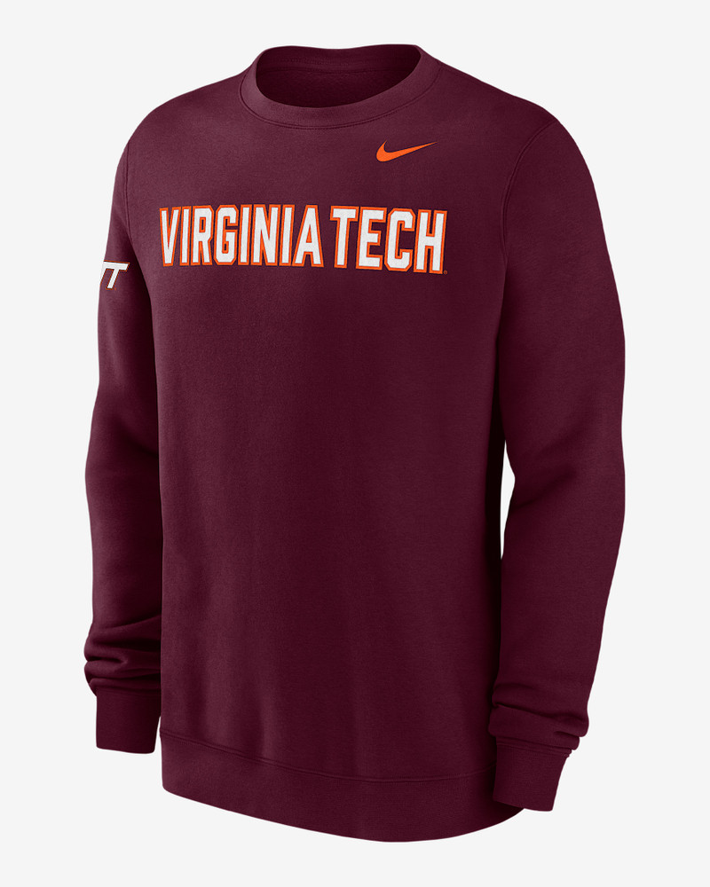 Virginia Tech Club Fleece Men's Nike College Crew-Neck Sweatshirt 1