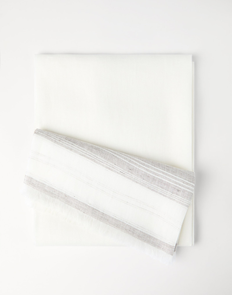 Brunello Cucinelli Embroidered linen scarf outlook