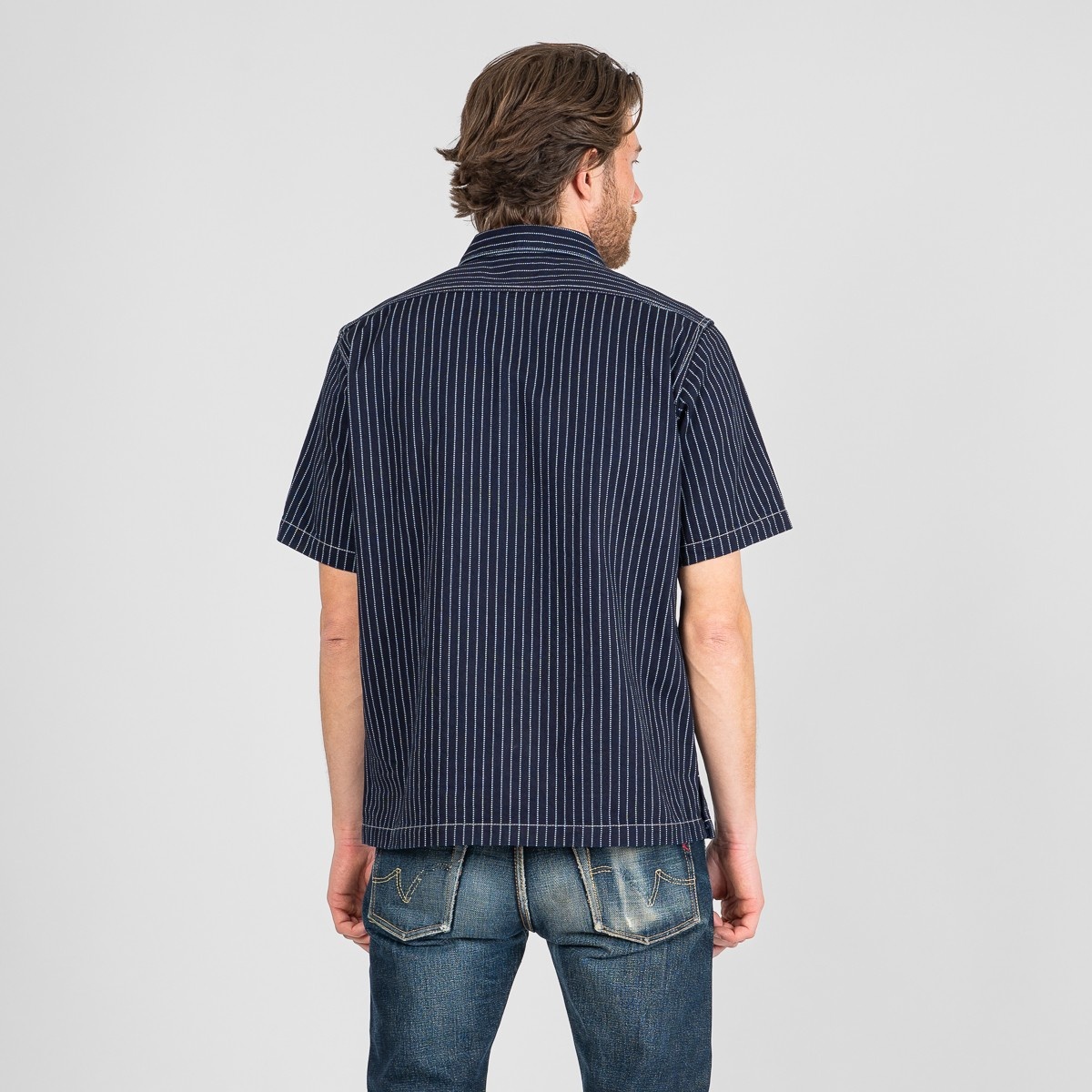 IHSH-416-IND 10oz Wabash Short Sleeved Mechanic Shirt - Indigo - 4
