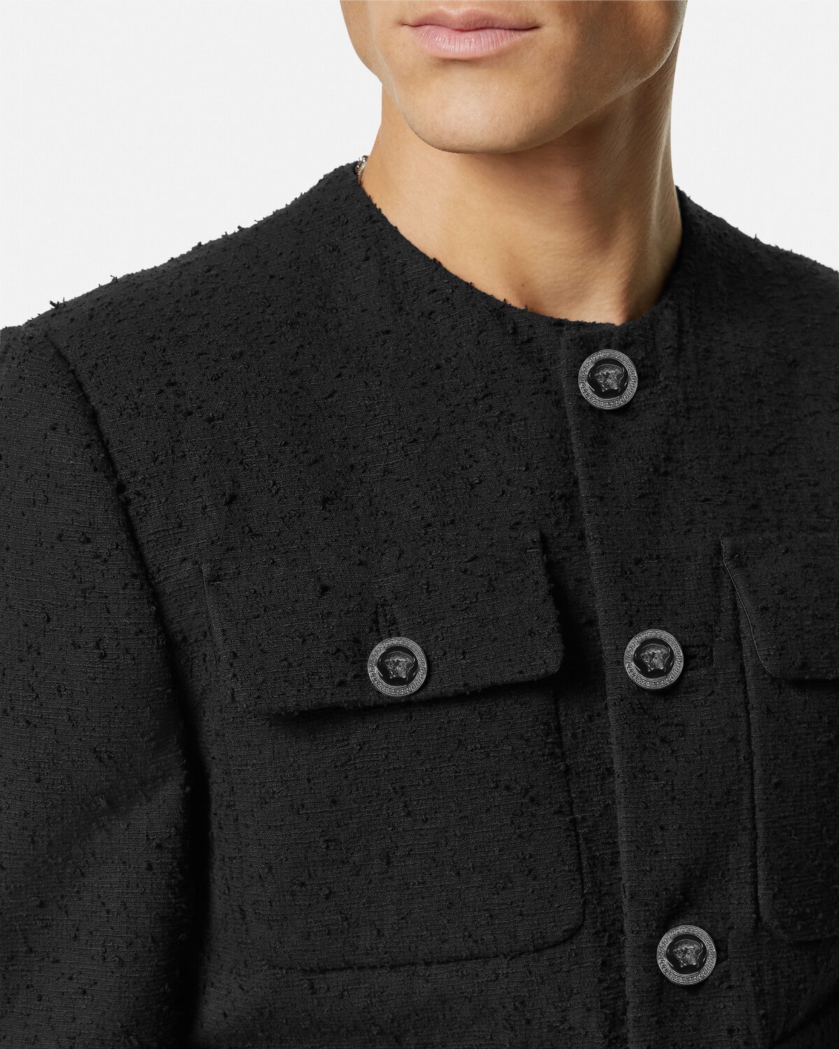 Bouclé Tweed Round Collar Jacket - 3