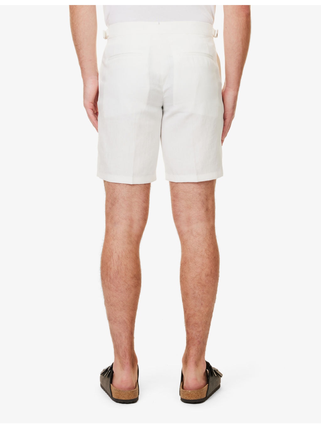 Norwich two-slip-pockets mid-rise regular-fit linen shorts - 4