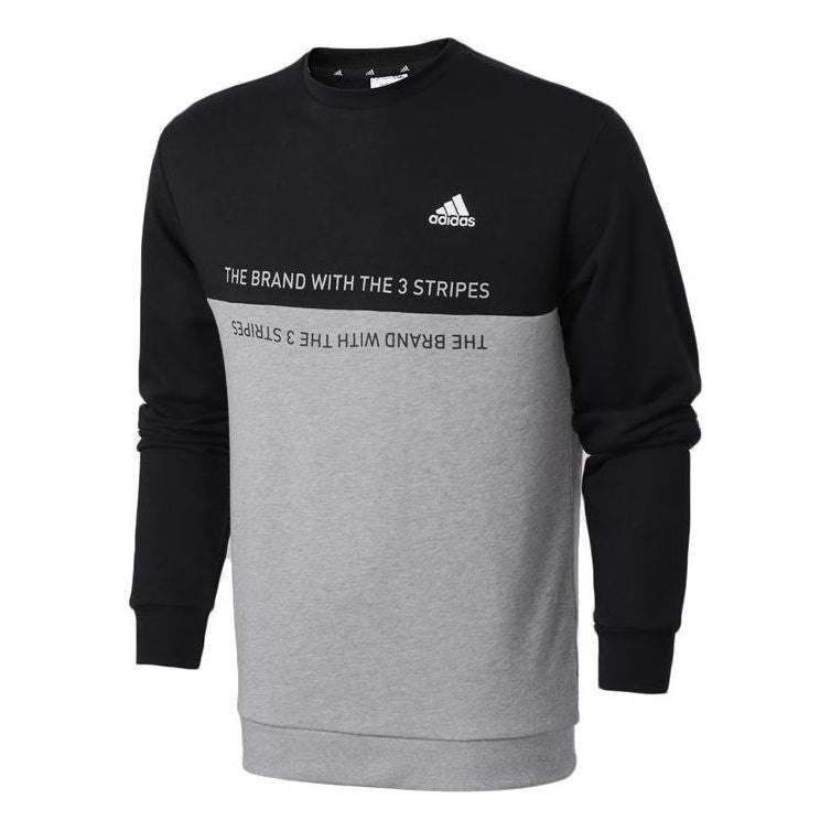 adidas Logo Printing Casual Collar Sports Men's Black Grey GQ0636 - 1